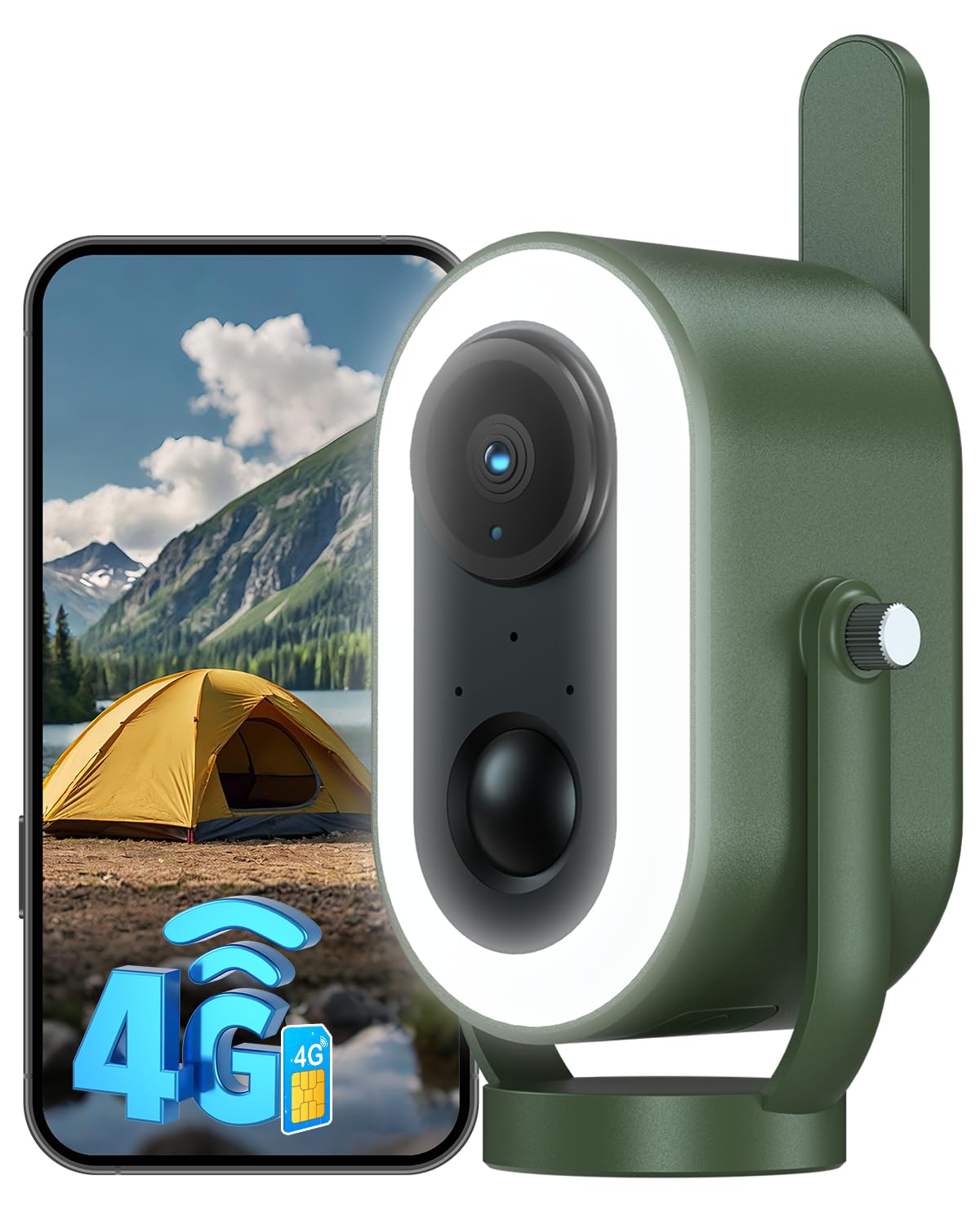 Xega 4G LTE Caméra Surveillance Magnétique avec Carte SIM Portable | 2K HD Caméra de Surveillance 6,000mAh Batterie PIR Détection Humaine pour RV/Camping/Voyage IP65