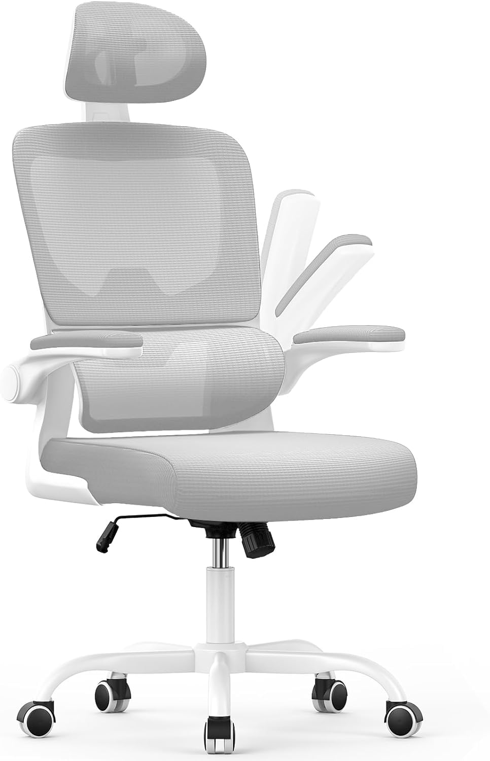 rattantree Chaise Bureau Ergonomique,Dossier et Appui-tête Réglables,Grise | Fauteuil Bureau avec Support Lombaire en C,Reversible Armrest,Siege en Maille Respirante Convient à la Maison Bureau