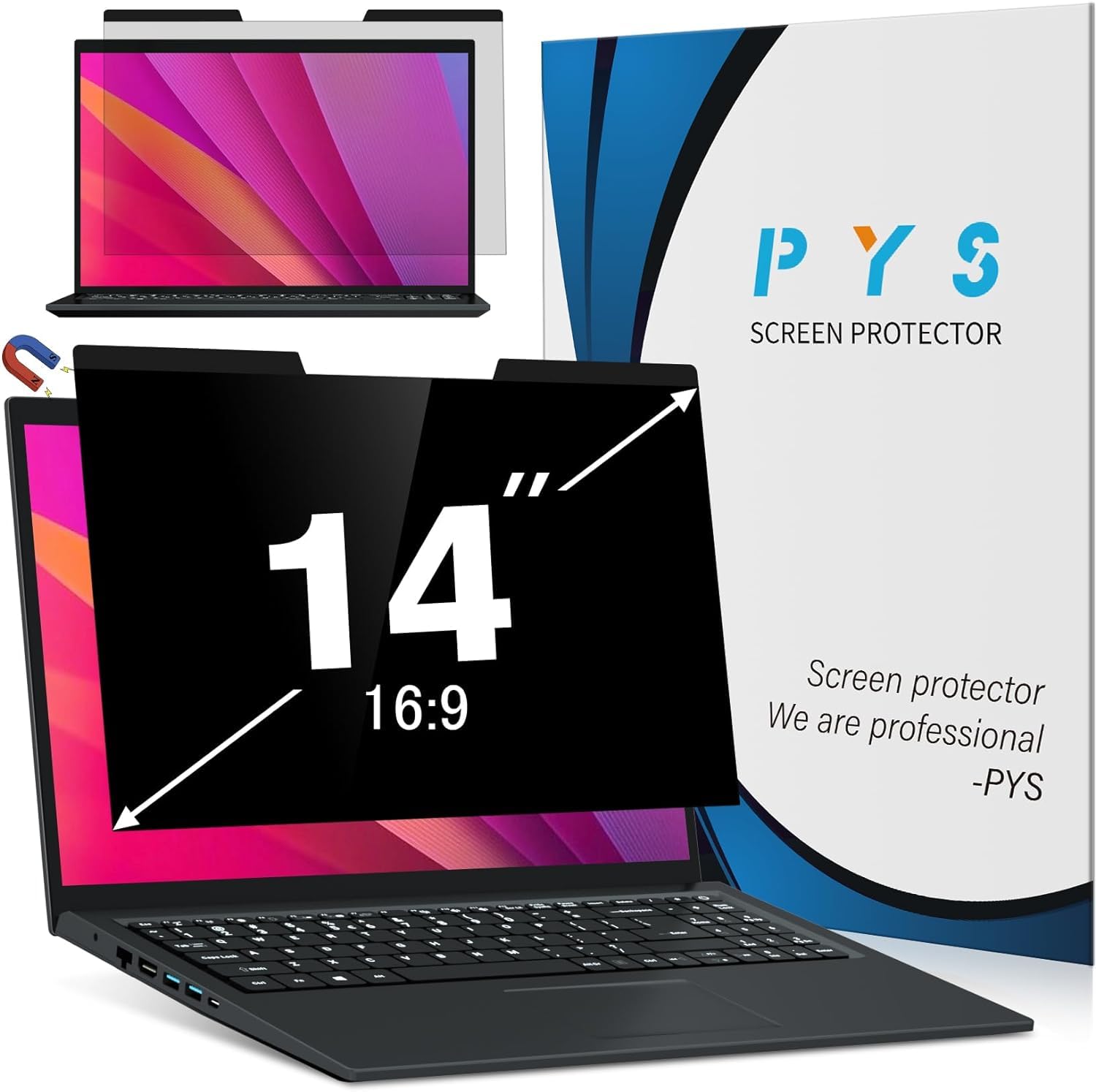 PYS Magnétique Filtre de Confidentialité pour Ordinateur Portable 14 Pouces 16:9 - Ecran Confidentialité Anti Espion, Film Anti-Lumière Compatible avec HP/Dell/Acer/Lenovo/Samsung/ASUS