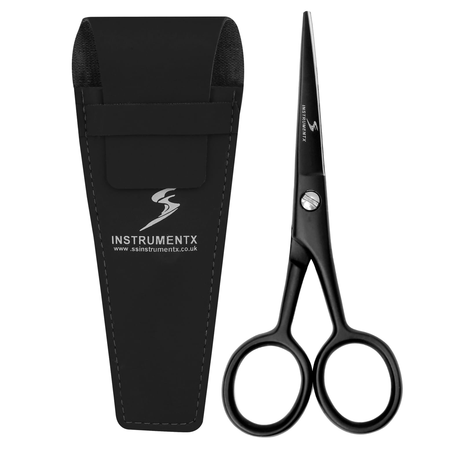 SS INSTRUMENTX ciseaux barbe homme professionnels, pour barbe, moustache, poils d'oreilles et du nez, en acier inoxydable, noir, ambidextre