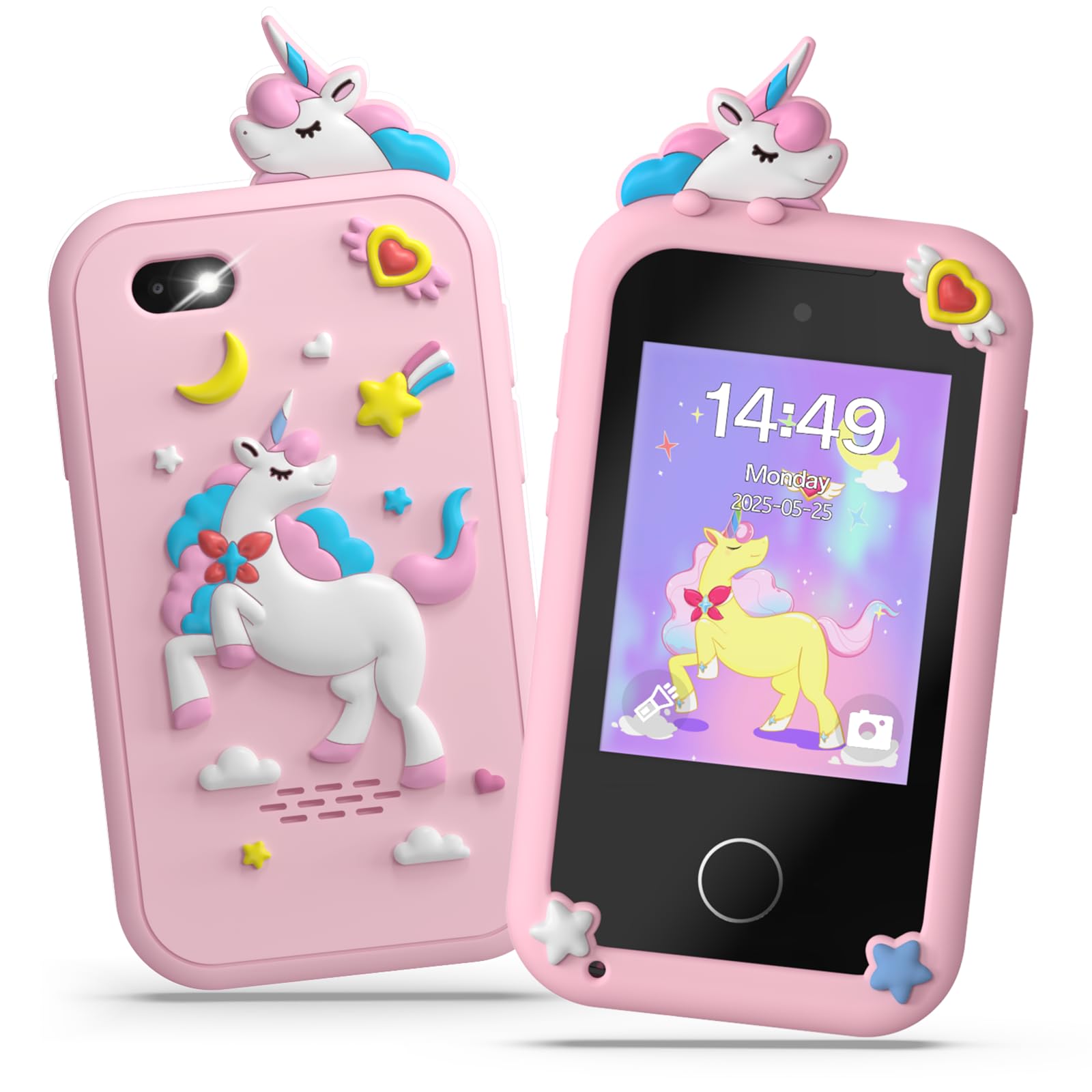 Téléphone Enfant Smartphone 8GB Jouets Enfant 20 Jeux Éducatifs | Écran tactile 2,8 pouces, double caméra MP3 alarme, parfait cadeau de fête pour enfants 3-12 ans