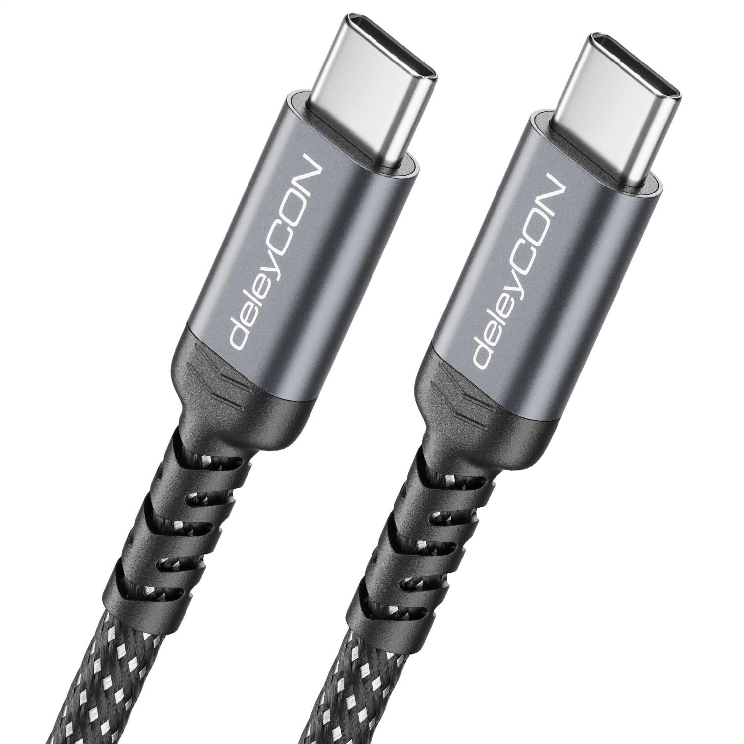 deleyCON 2m Câble USB-C 240 W 10 Gbps PD 3.1 Câble de Charge et Données, DP Alt Mode, 4K@60Hz pour iPhone 17 16 Pro Max Air AirPods Galaxy A16 A56 S25 S24 iPad SSD PC Moniteur MacBook Tablette Switch