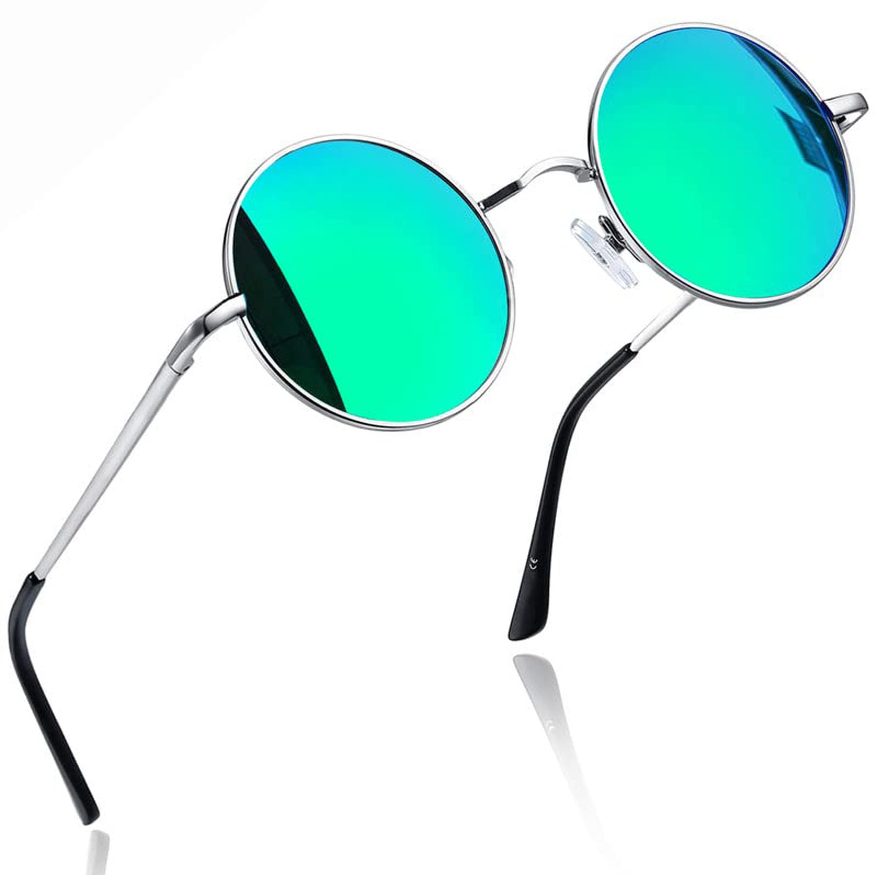 Joopin Lunettes de Soleil Rondes Polarisées Homme Femme Style Rétro Hippie | Circulaires Petites, Protection UV400, Légères Résistantes Métallique, Idéales pour Usage Quotidien, Cosplay et Déguisement