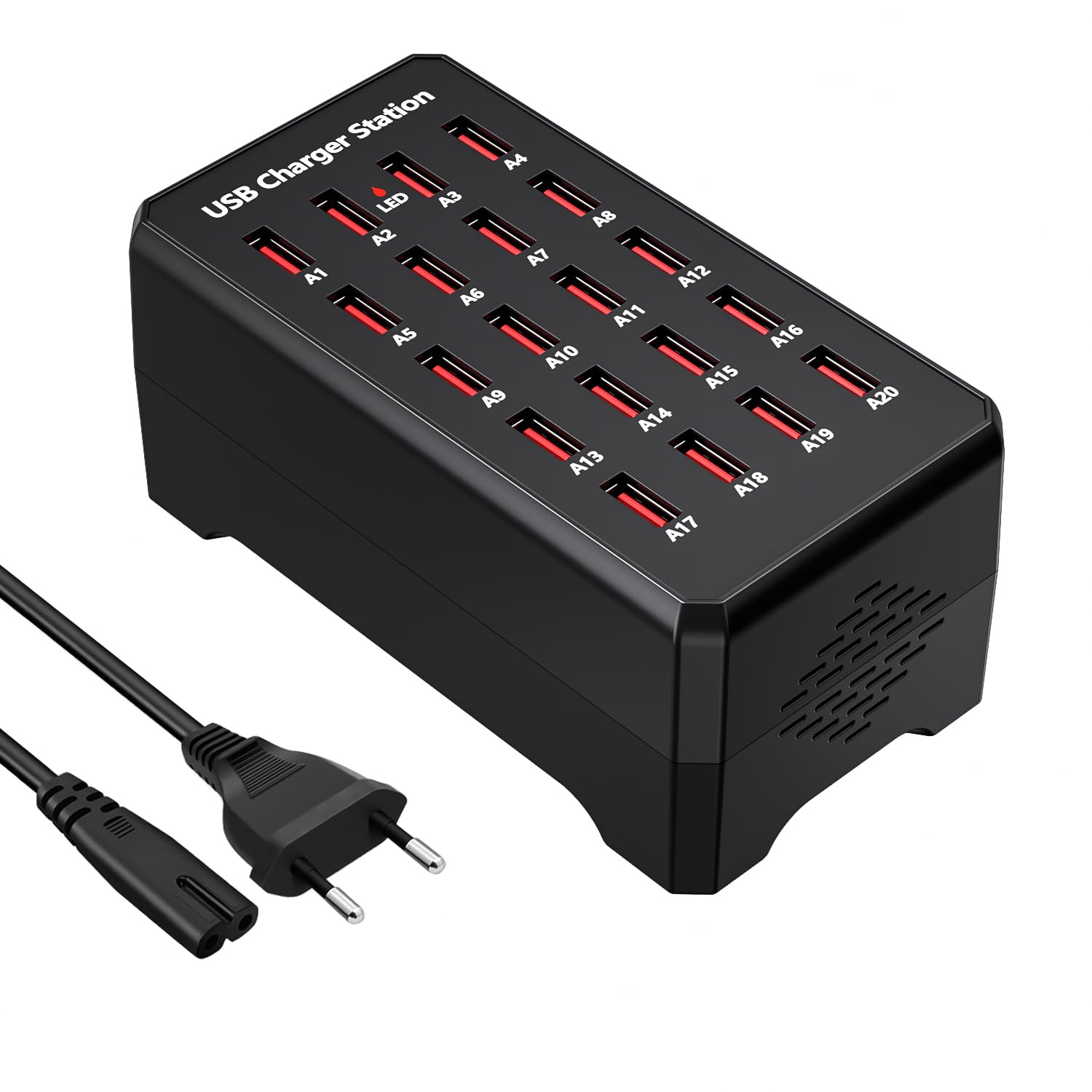 Chargeur USB Multiple, 20 Ports USB A Multi-Fonctions, 100W Multi Chargeur,Compatible avec iPhone12/13/14/15/16/Samsung Galaxy S22/S23/S24/S25/Google Pixel/Tablets