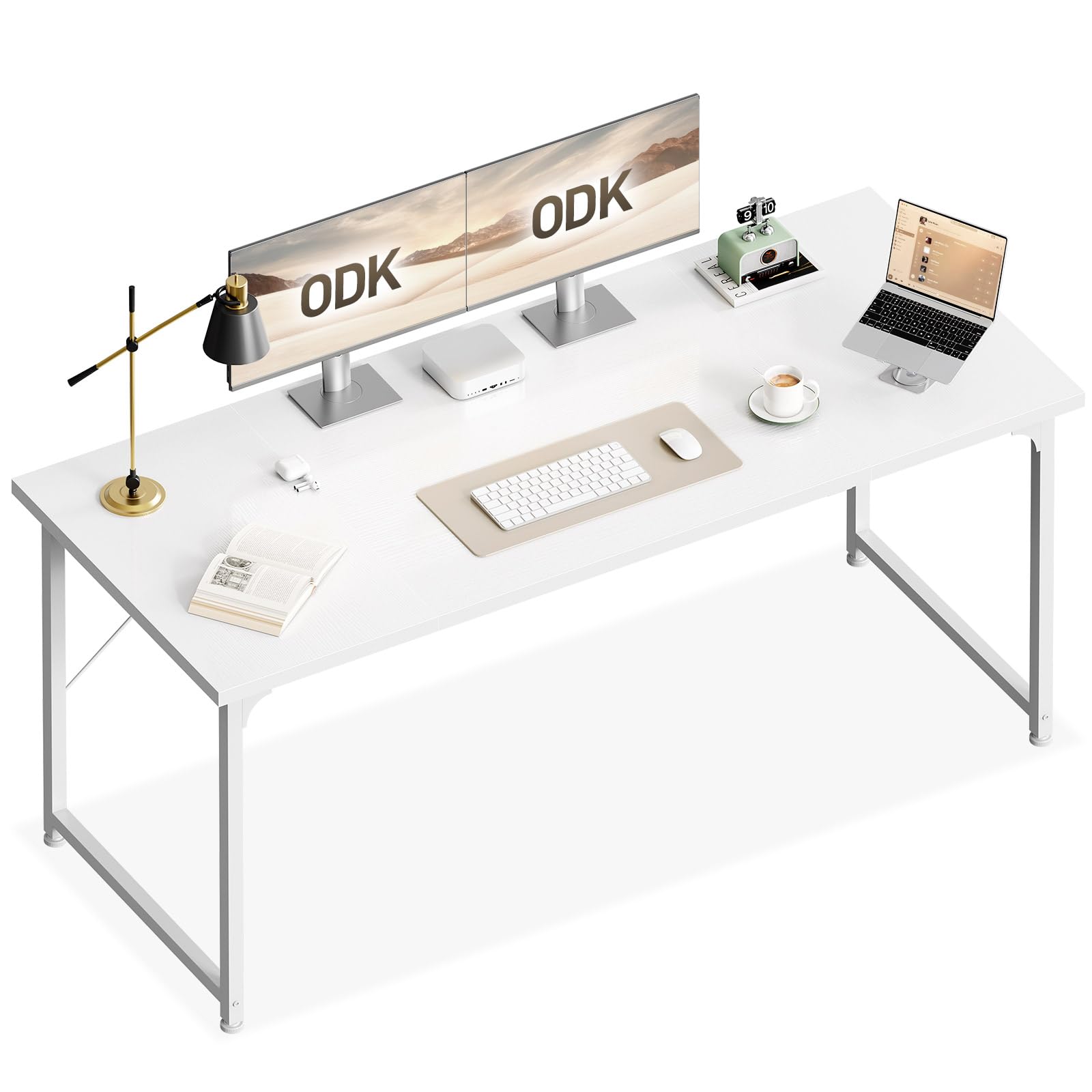 ODK Grand Bureau d'Ordinateur, Table de Bureau, 160x55cm Blanc | Grande surface de travail pour ordinateur, idéale comme bureau informatique, poste de travail à domicile ou espace d'étude.