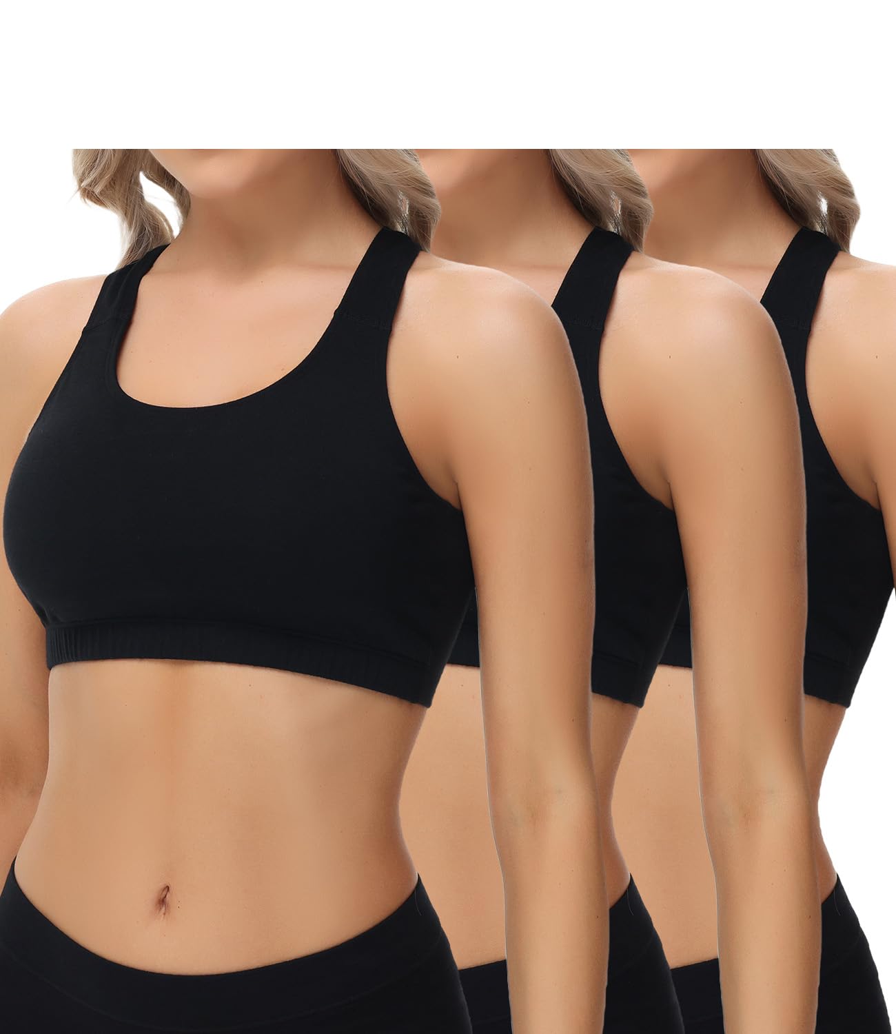 wirarpa Soutien-Gorge Coton sans Armatures Bustier T-Back Lot de 3 | Bralette Femme, Soutien Léger, Sans Crochets