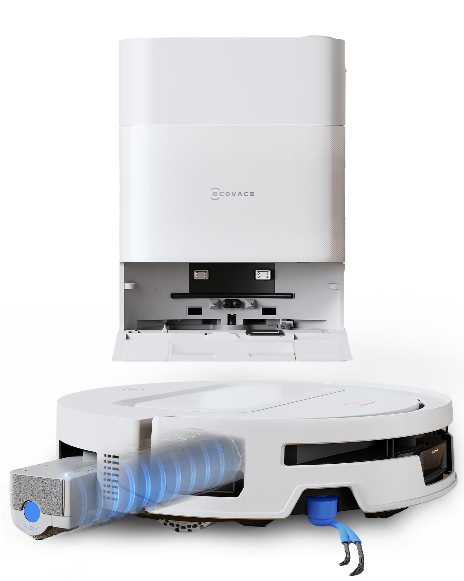 ECOVACS T90 MAX PRO Aspirateur Robot, BLAST de 40 000 Pa et station OMNI | version améliorée du T50 Rouleau auto-nettoyant OZMO ROLLER 3.0,lavage à l'eau chaude à 100 °C, ZeroTangle 4.0, TruEdge 3.0