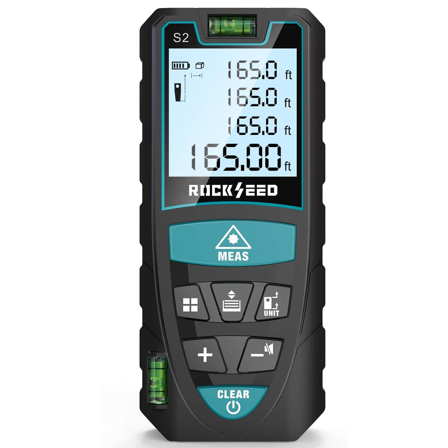Télémètre Laser RockSeed 50 m / 165 ft, télémètre numérique Portable | avec 2 niveaux à bulle, commutation entre 5 unités, écran LCD rétroéclairé, mesure distance, surface et volume