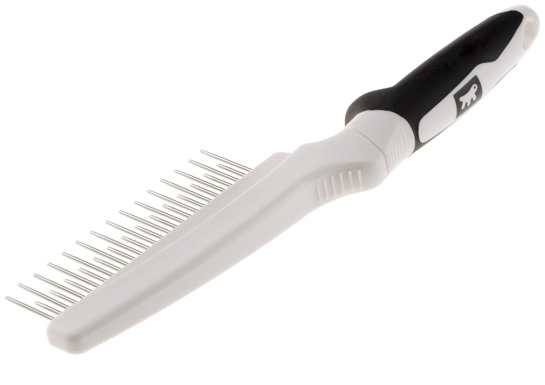 Peigne à Dents Rotatives en Métal Chromé GRO 5757 PREMIUM, pour Chiens et Chats à Poils Moyens et Longs