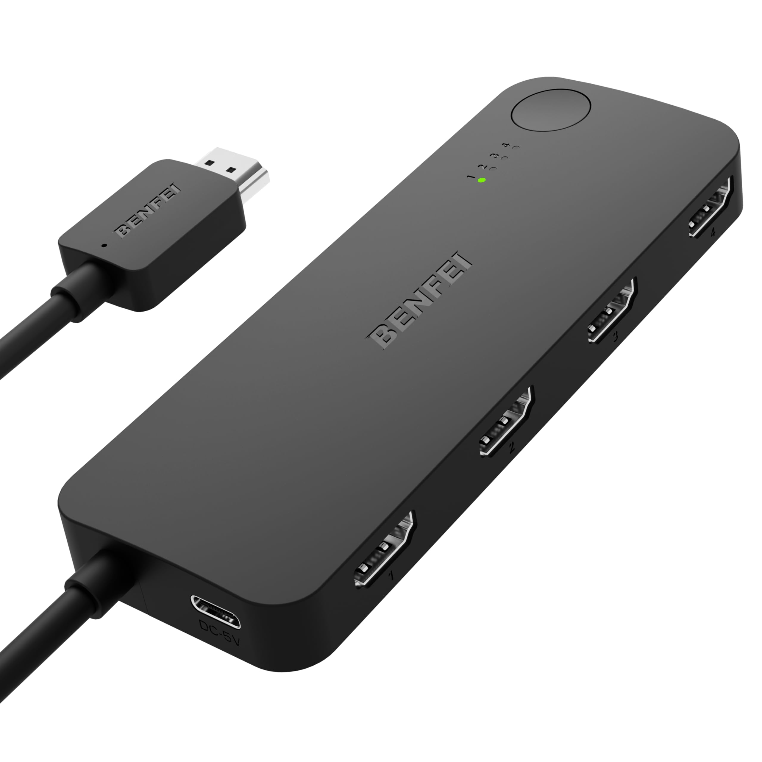 BENFEI Switch HDMI 4 Ports 4K@60Hz, 2K@144Hz, HDCP 2.3 【avec Prise en Charge de l'égalisation adaptative Transmission 9,14m】 Commutateur HDMI Compatible pour PS5/4, Xbox, Roku, FireStick, Switch