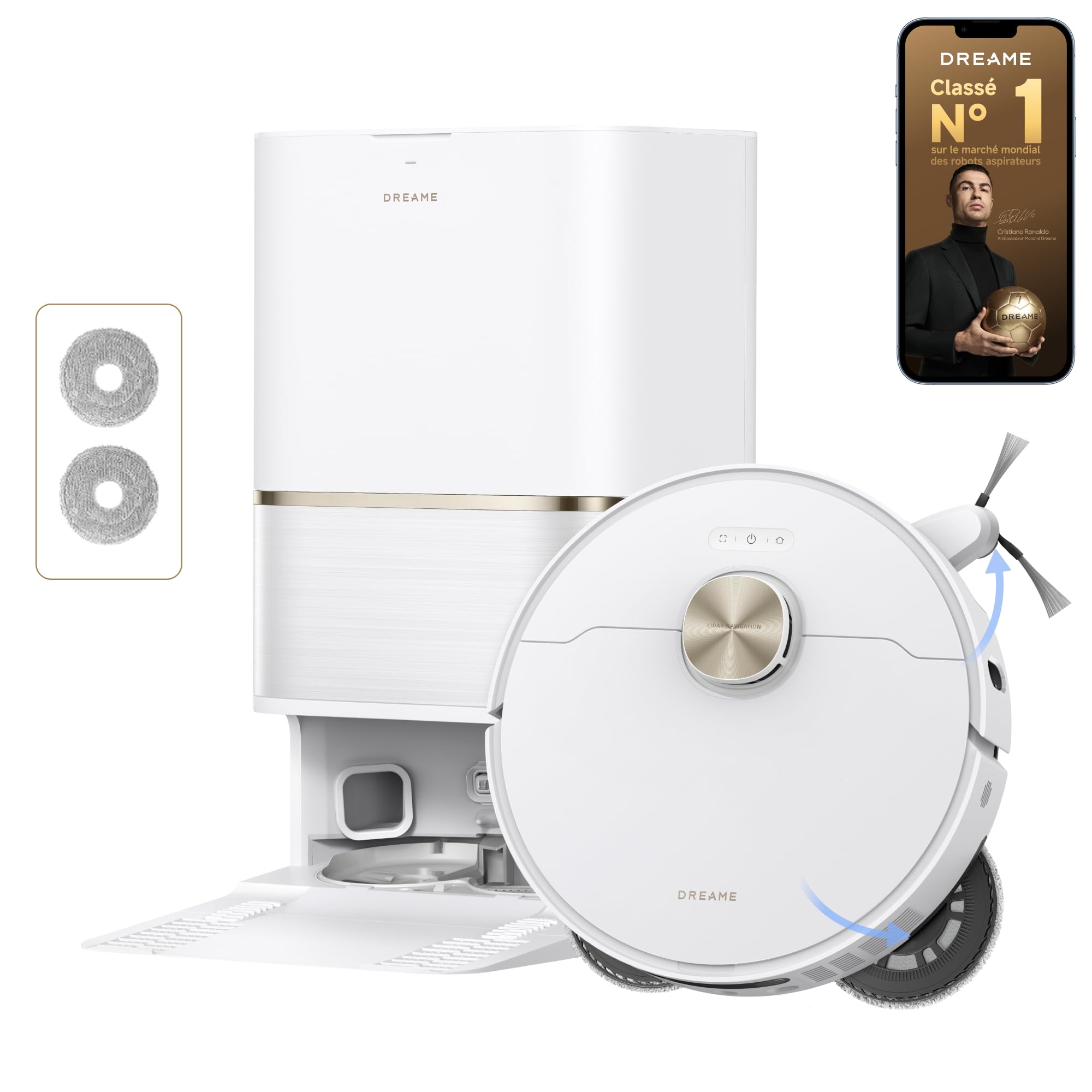 dreame L50 Ultra AE-A Robot aspirateur Laveur, 28 000 Pa, 100 Jours de vidage Automatique, Nettoyage des serpillières à Haute température, Nettoyage des Bords et des Coins, Brosse Anti-enchevêtrement
