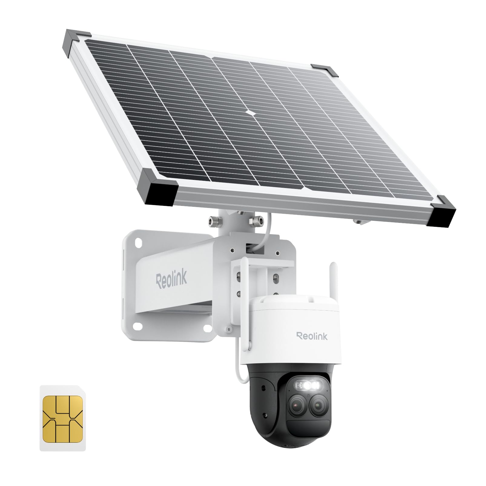 Reolink PTZ Caméra 4G Double Objectif, Autonomie 250J, TrackMix LTE Plus 2 | Carte SIM Incluse, Enregistrement 24h/7, Suivi Auto & Zoom 6X, 4MP Vision Nocturne ColorX, Panneau Solaire 30W Inclus
