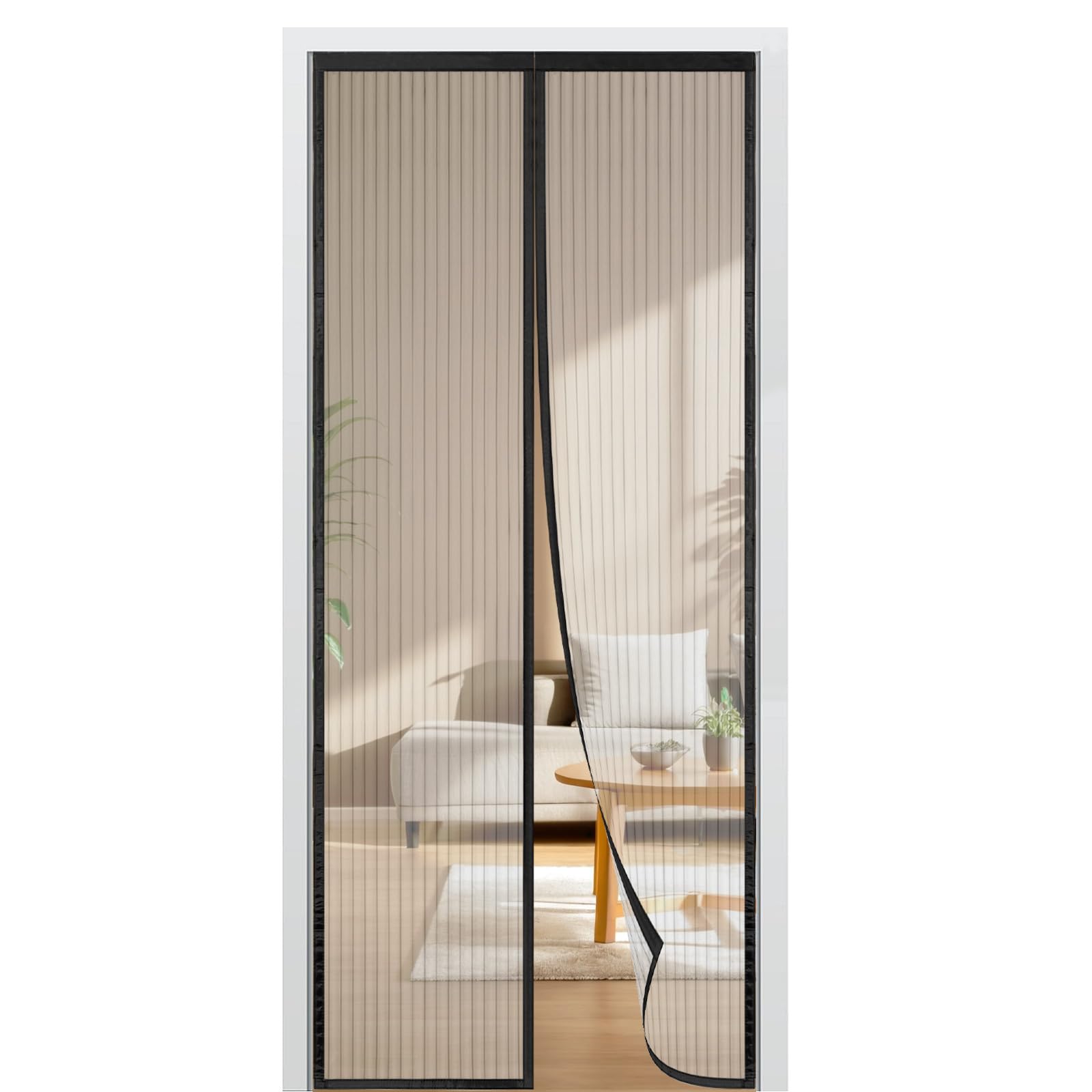 BUIRTLY Moustiquaire Porte Fenetre Magnetique 90x215㎝, Rideau de Porte Anti Moustique, Fermeture Automatique Aimantée Pour Portes de Balcon, de Cave et de Terrasse, sans perçage (Noir)