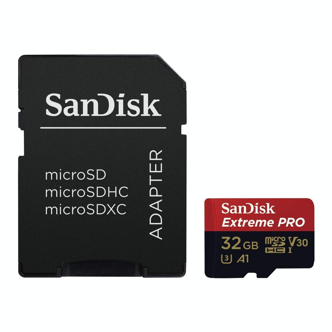 Carte Mémoire microSDHC SanDisk Extreme PRO 32 Go + Adaptateur SD jusqu'à 100 Mo/s, Classe 10, U3, V30, A1