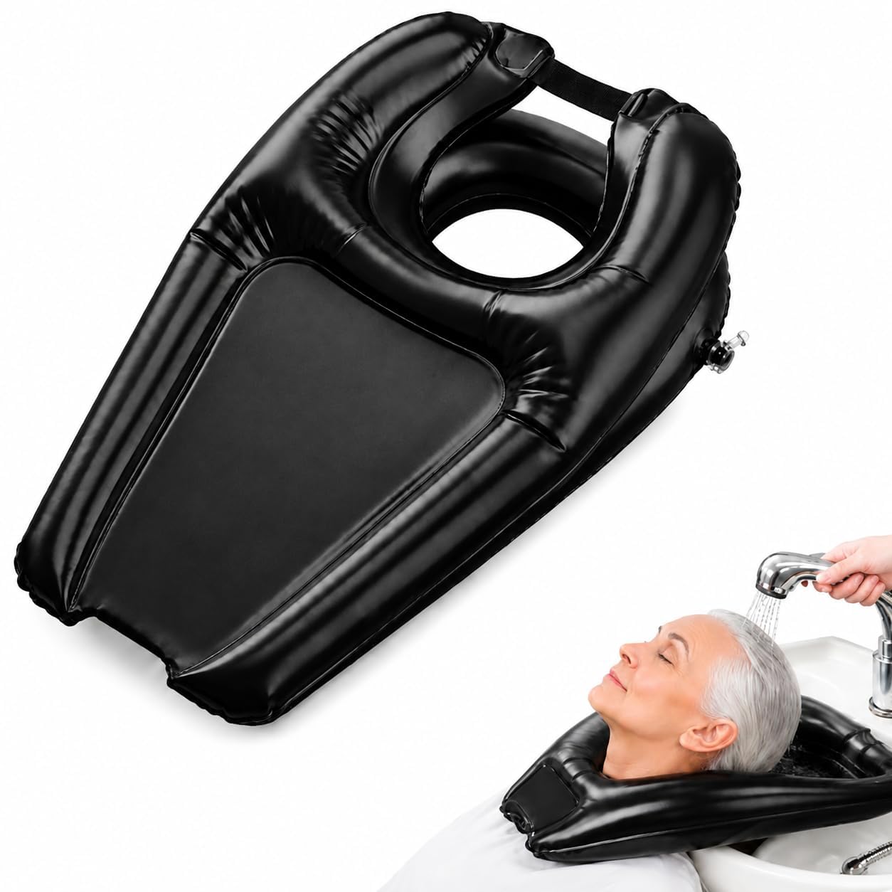 Bac à Shampoing Domicile Lavabo Gonflable Laver Portable Capiluve PVC | Gonflable et portable, bac lavage cheveux en PVC pour Adulte Handicapée Enceinte Personne Âgée Enfant Blessée