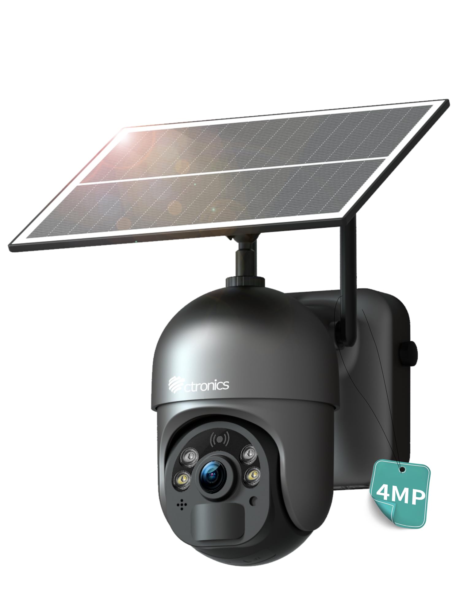Ctronics 4MP 4g Caméra Exterieur sans Fil, Solaire, Batterie 10400 mAh | Panneau Solaire 6W, 2.5K QHD Vision Nocturne Couleur 30m, PC/App, Alarme Sonore et Luminueuse, Cloud/FTP/ 128GB TF, IP66