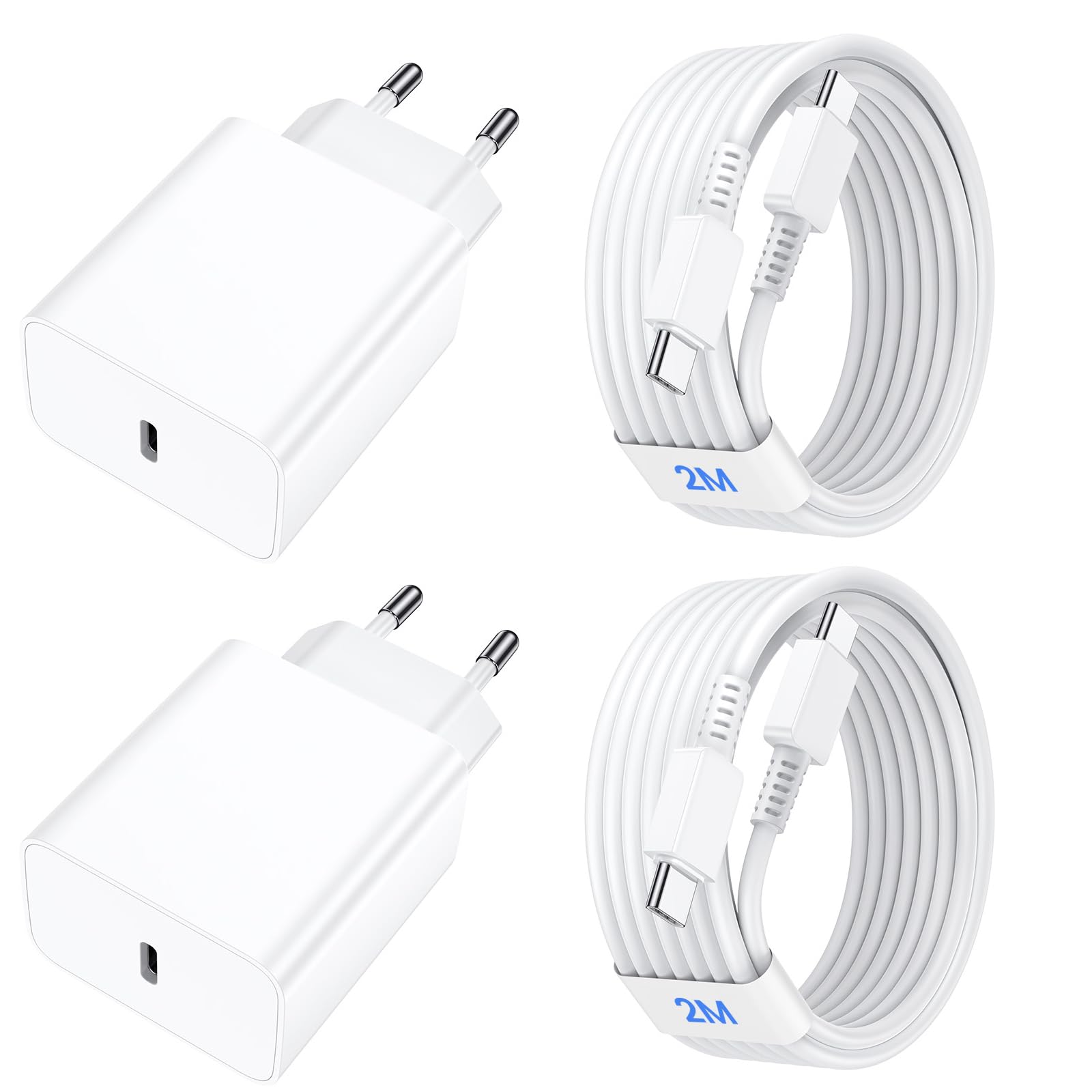45W Chargeur USBC, 2Pack Chargeur Rapide Sam-sung avec Câble de Charge 2M | Chargeur Ultra Rapide pour Ga-laxy S26/S25/S24/S23/S22/S21/S20/Ultra/Note 20/A55/A54, Prise Secteur USB C Adapteur