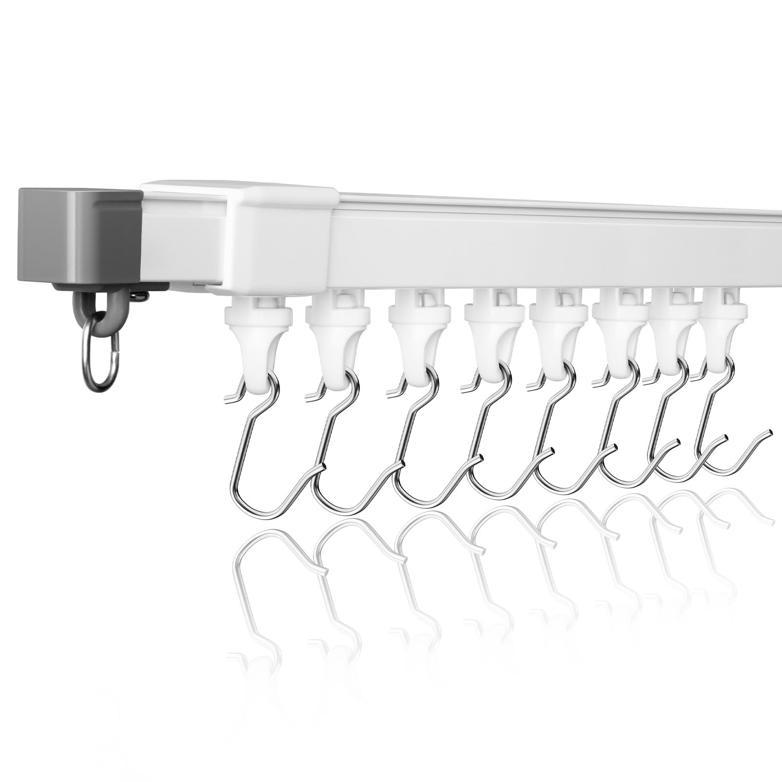 DEFYNEE Tringle à rideau rétractable 175-330cm, tringle à plafond en aluminium, kit de tringles silencieuses, tringle à rideau de séparation pour les fenêtres et les pièces, Blanc
