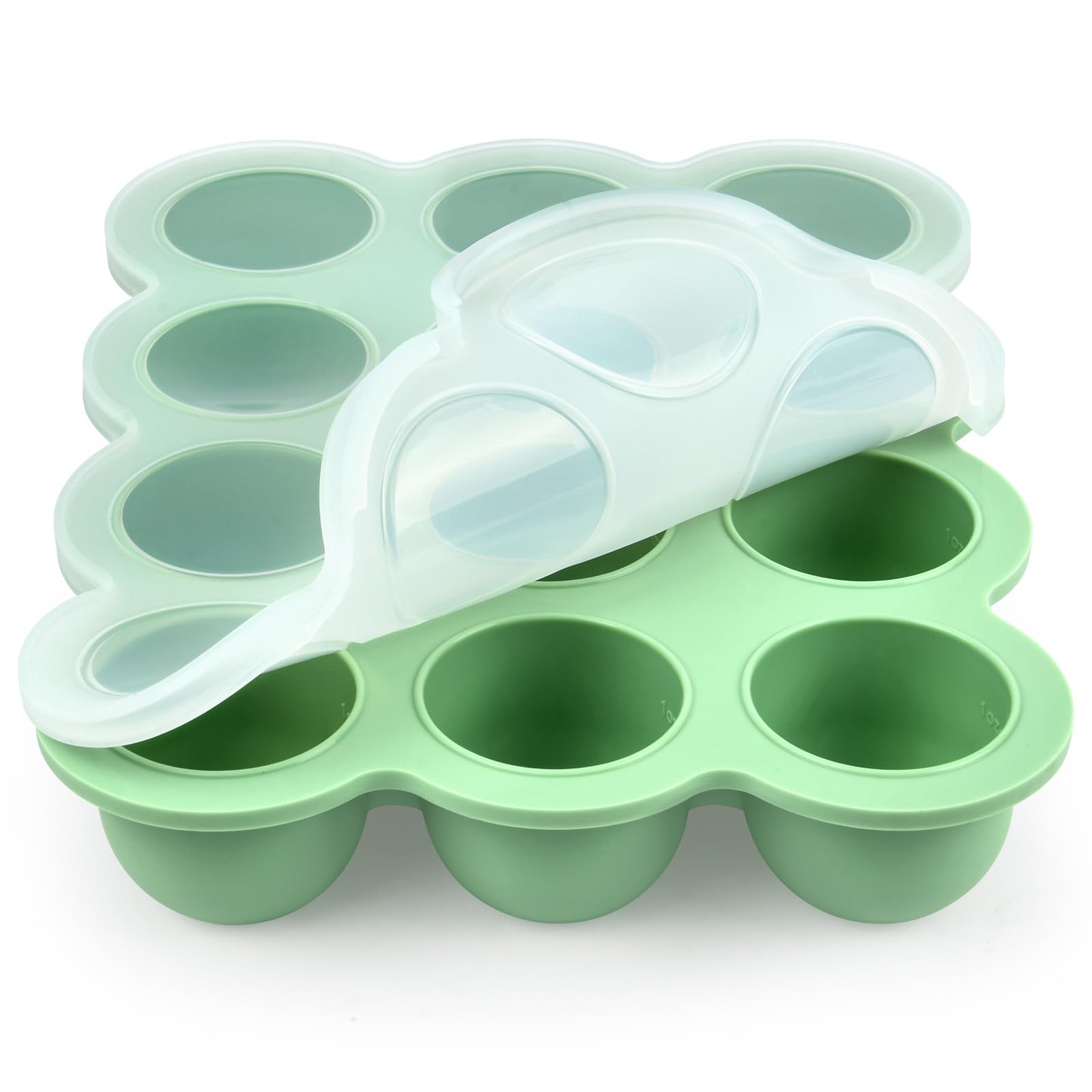 Aolso Boîte de conservation des aliments, 12 compartiments pour congélateur d'aliments, Stockage De Nourriture Plateau de ​Congélateur avec Couvercle Hermétique (Vert)