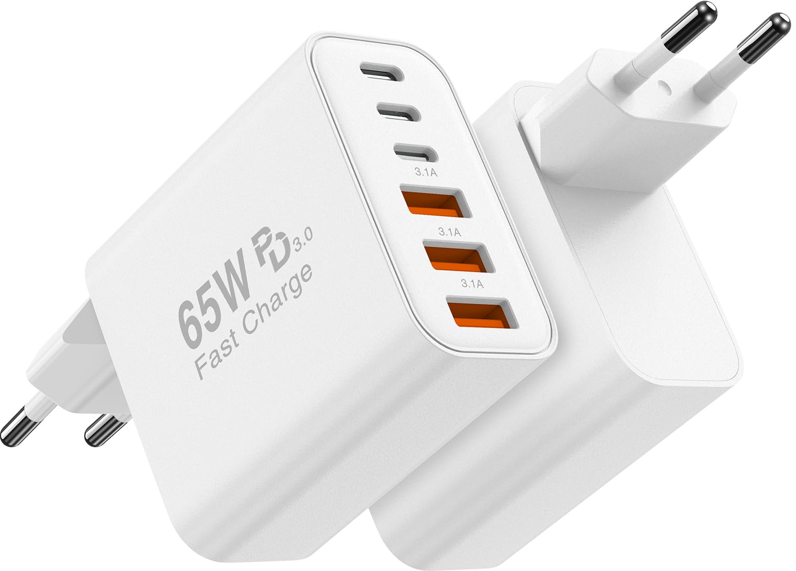6 Port Chargeur USB C, Total 65W Prise Chargeur USBC USB Rapide pour iPhone 17 16 15 14 13 12 11 Pro Max X XS XR,Multiple Secteur Type C Adaptateur 25W(Max) pour iPad,pour Galaxy S26 S25 S24