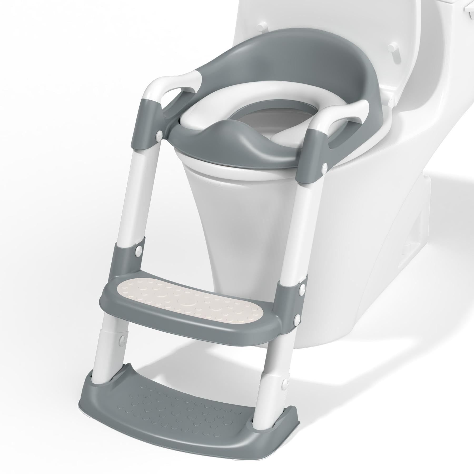 COOSEYA Reducteur Toilette Enfant avec Marche,Rehausseur Toilette Enfant | Réglable en Hauteur,Non-éclaboussures, Antidérapant,PVC Coussin,Pliable