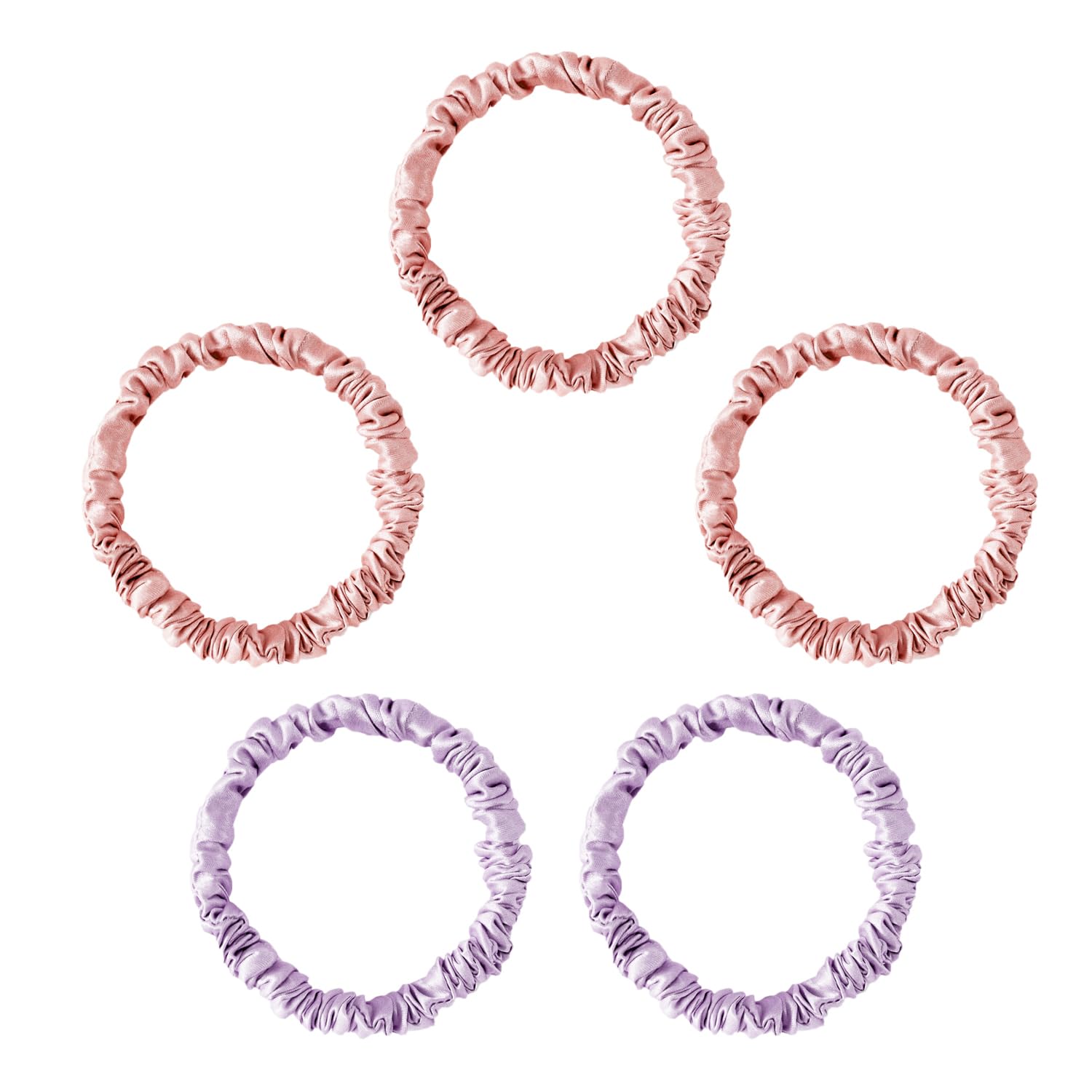 Townssilk Lot de 5 Élastiques à Cheveux en Soie - 100% Pure Soie de Mûrier, 22 Mommes, Doux, Luxueux, Rebondissants