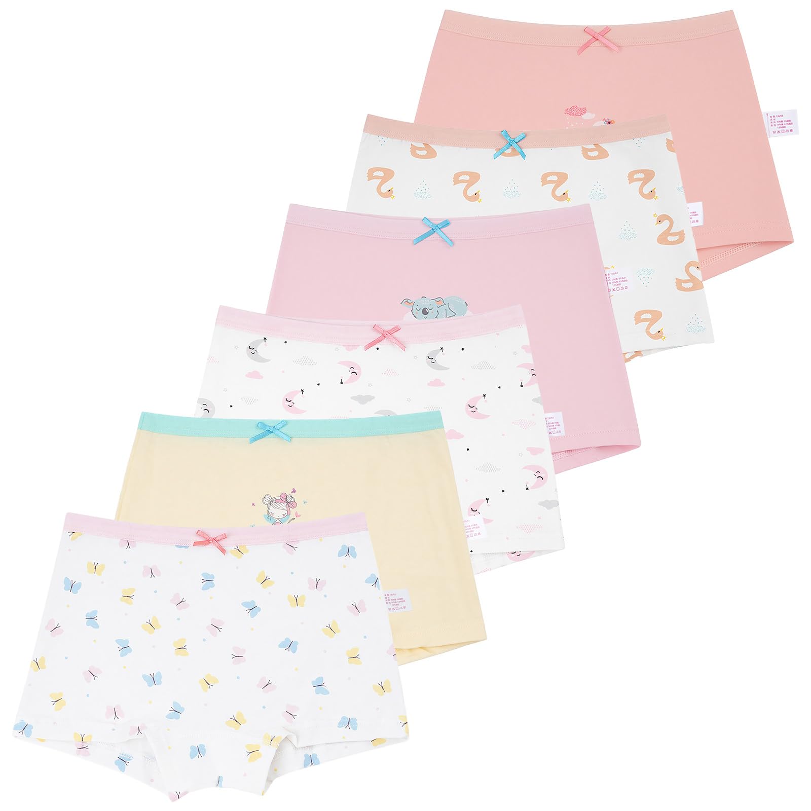 Alaoo Fille Culotte en Coton, Boxer Culotte Shorty sous-vêtements Coton Fille Lot de 6, sous-Vêtements en Coton Doux et Confortables pour Filles et Adolescentes