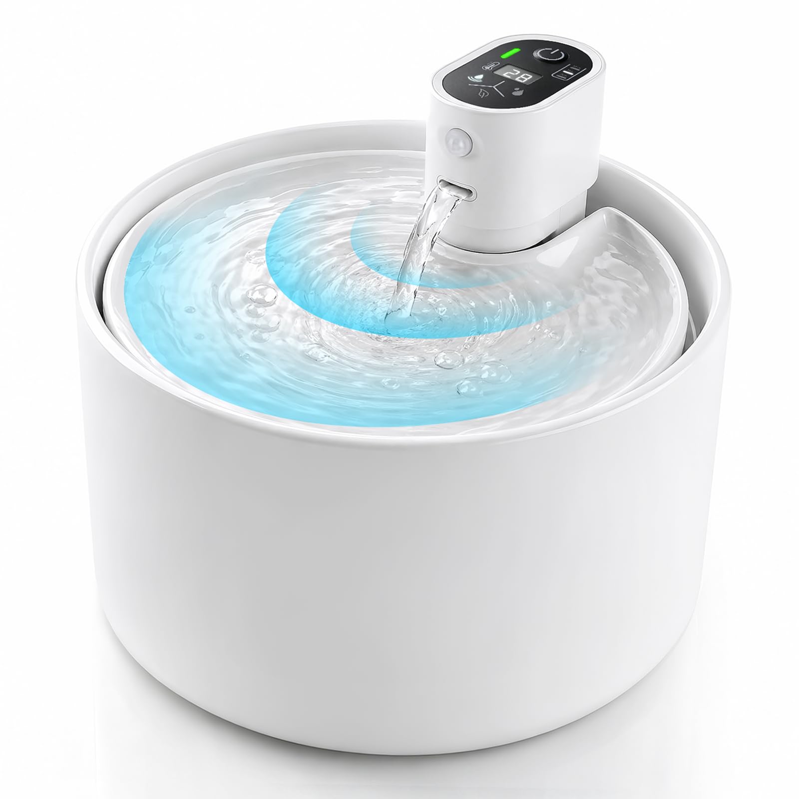 Fontaine a Eau Chat ceramique sans Fil 2,3L, sans Fil & capteur, pour intérieur