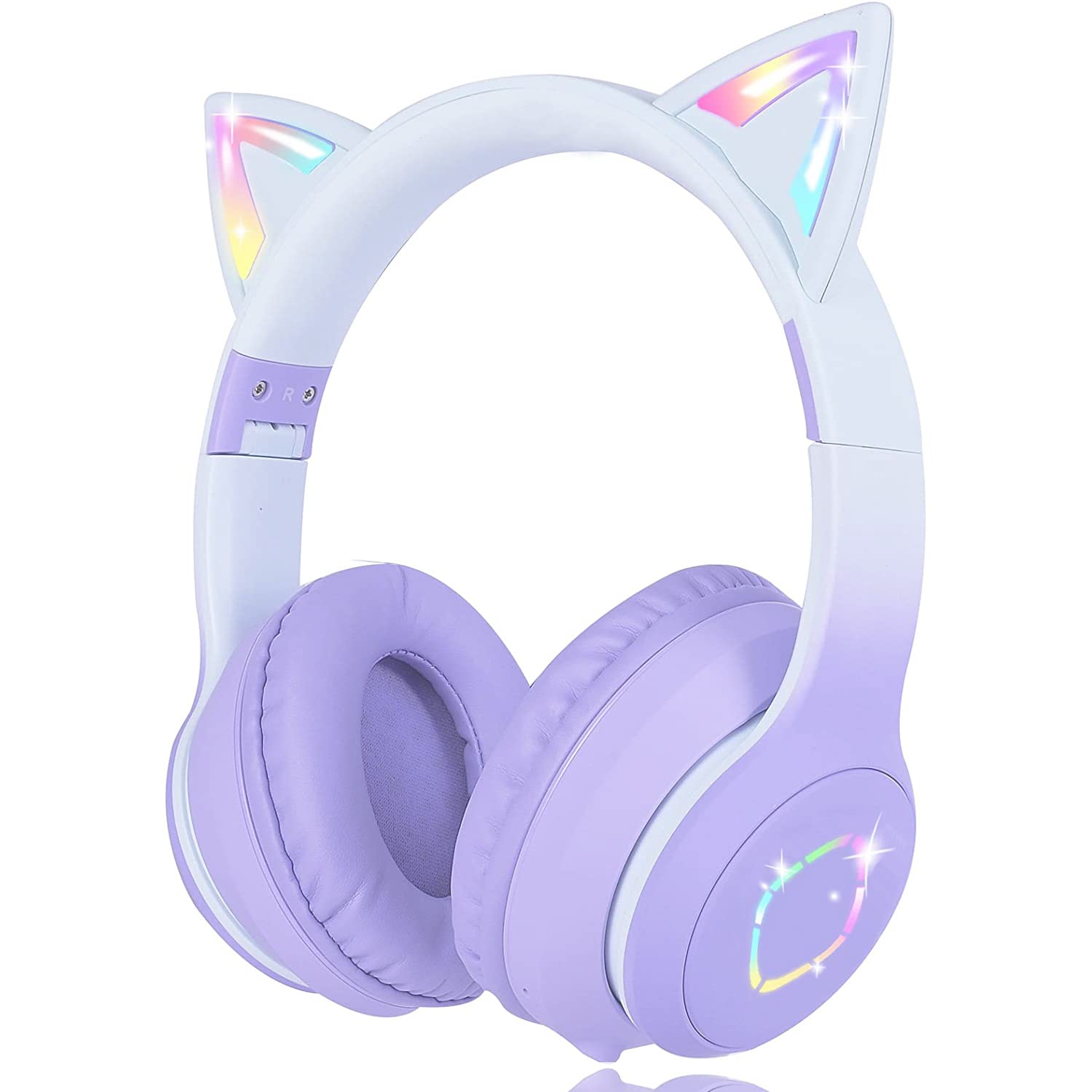 Casque Audio Enfant Bluetooth,Casque Audio sans Fil pour Enfants,Bluetooth 5.0 Confortable Pliable Casque avec Micro,pliable et réglable,Casque circum-auriculaire pour iPad/Kindle/tablette(Violet)