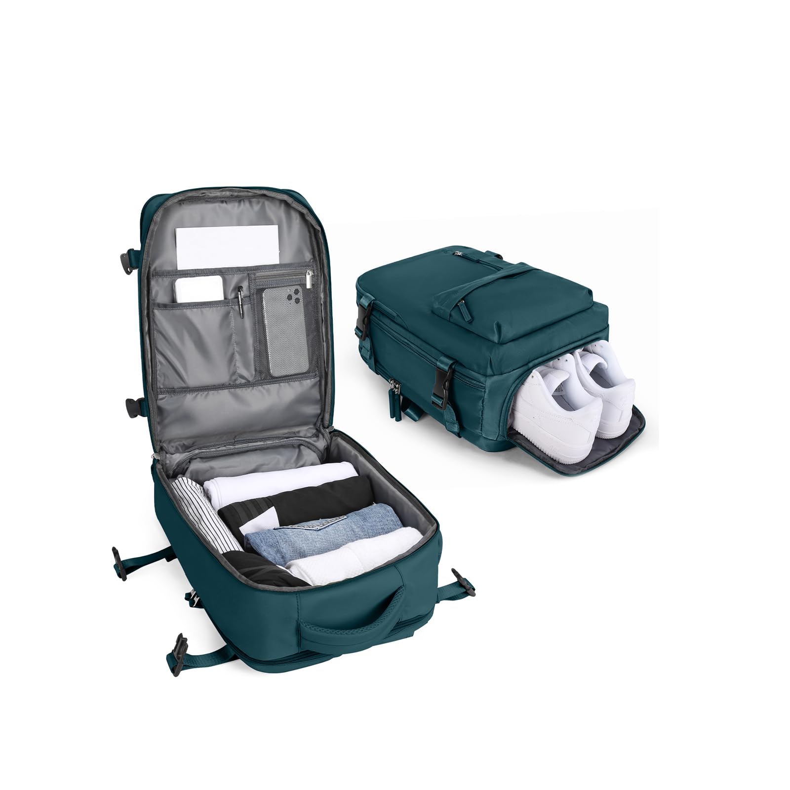 BJLFS Bagage Cabine 40x30x20 pour Ryanair Sac a Dos Voyage Cabine Avion 40x30x20 Wizzair Bagage à Main Avion pour Easyjet Sac à Dos Femme pour Ordinateur 14 Pouces Compartiment pour Chaussures