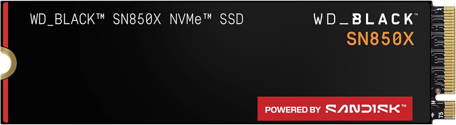 WD_BLACK SN850X NVMe SSD 4 To (Jusqu'à 7 300 Mo/s / 6 600 Mo/s en lecture/écriture, M.2 2280 Gaming SSD, PCIe Gen 4.0, Haute performance disque de jeu,) POWERED BY SANDISK
