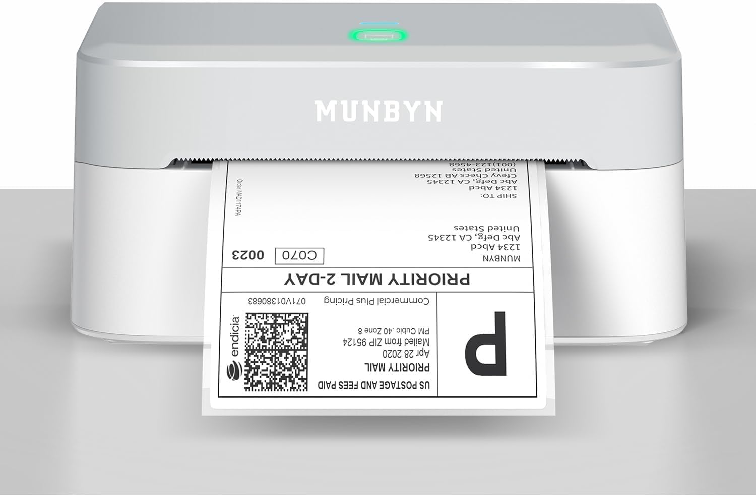 MUNBYN Imprimante Thermique Bluetooth, Technologie DAC, Blanc, RW403B | Installation Facile, étalonnage Auto, Compatible avec Windows/Mac/Android/iOS/Colissimo/Shopify/Vinted, Convient aux Bureau