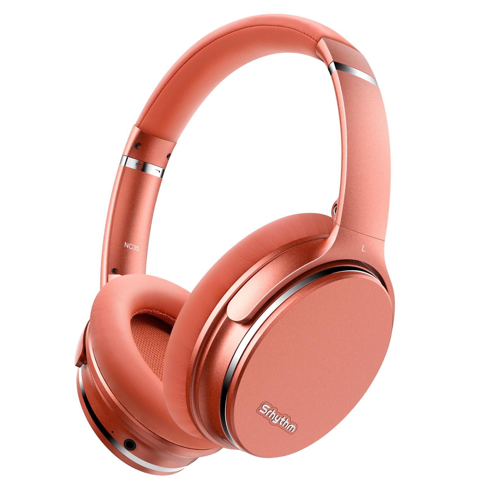 Srhythm NC35 Casque Bluetooth sans Fil V5.0 à Réduction de Bruit Active, 50H de Jeu, Circum-auriculaire à Charge Rapide avec Micro, Méga Basse, Mode de Transparence, écouteurs Connexion à 2 Appareils