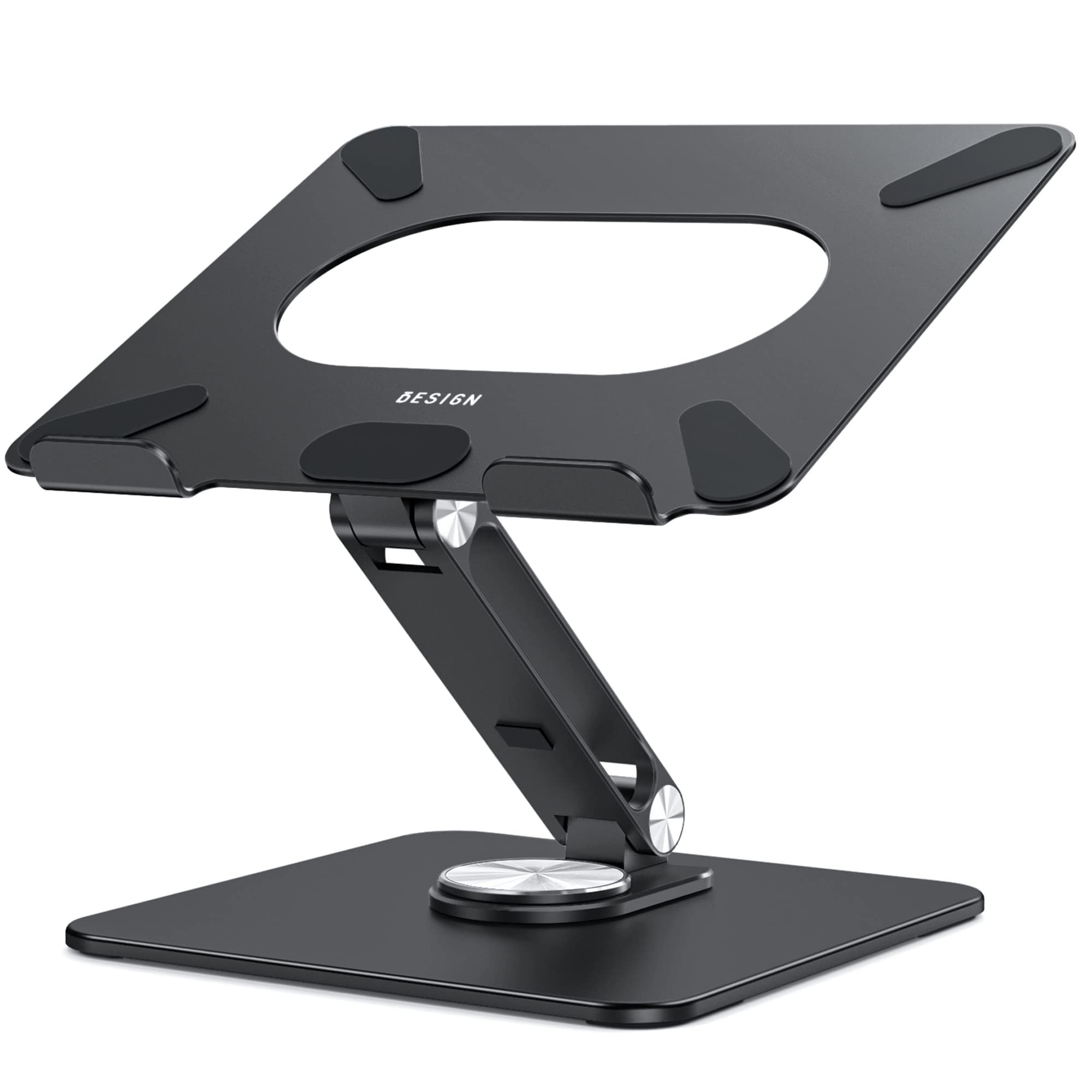 BESIGN LSX7 Support Ordinateur Portable avec Base Rotative à 360°, Support Ergonomique pour Laptop, Support pour Ordinateur Portable Compatible avec 10 à 15.6 Pouces (Noir)