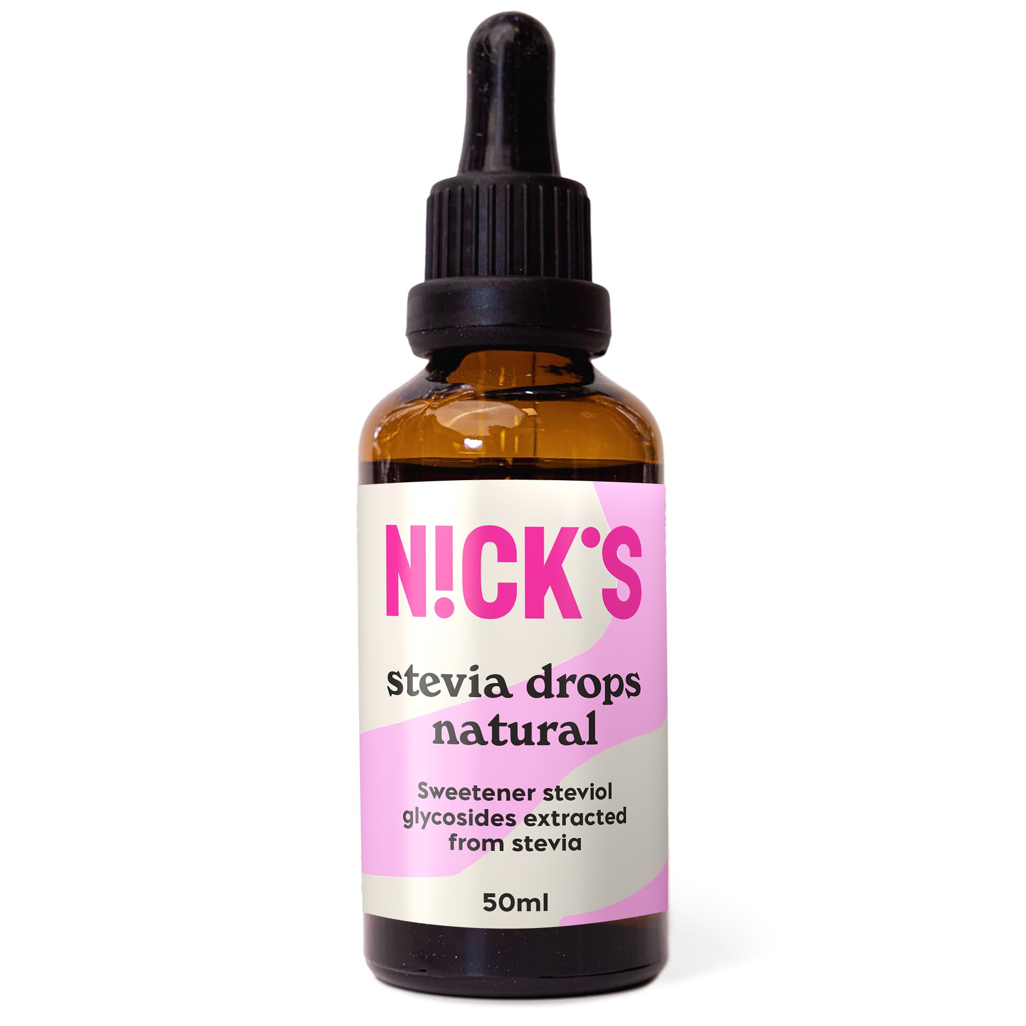 N!CK'S Stevia Liquide, Gouttes de stévia Naturelle- Edulcorant Naturel, Zéro Calorie Substitut de Sucre - Keto, Vegan, Sans Sucre, Sans Gluten, Low carb (50 ml)
