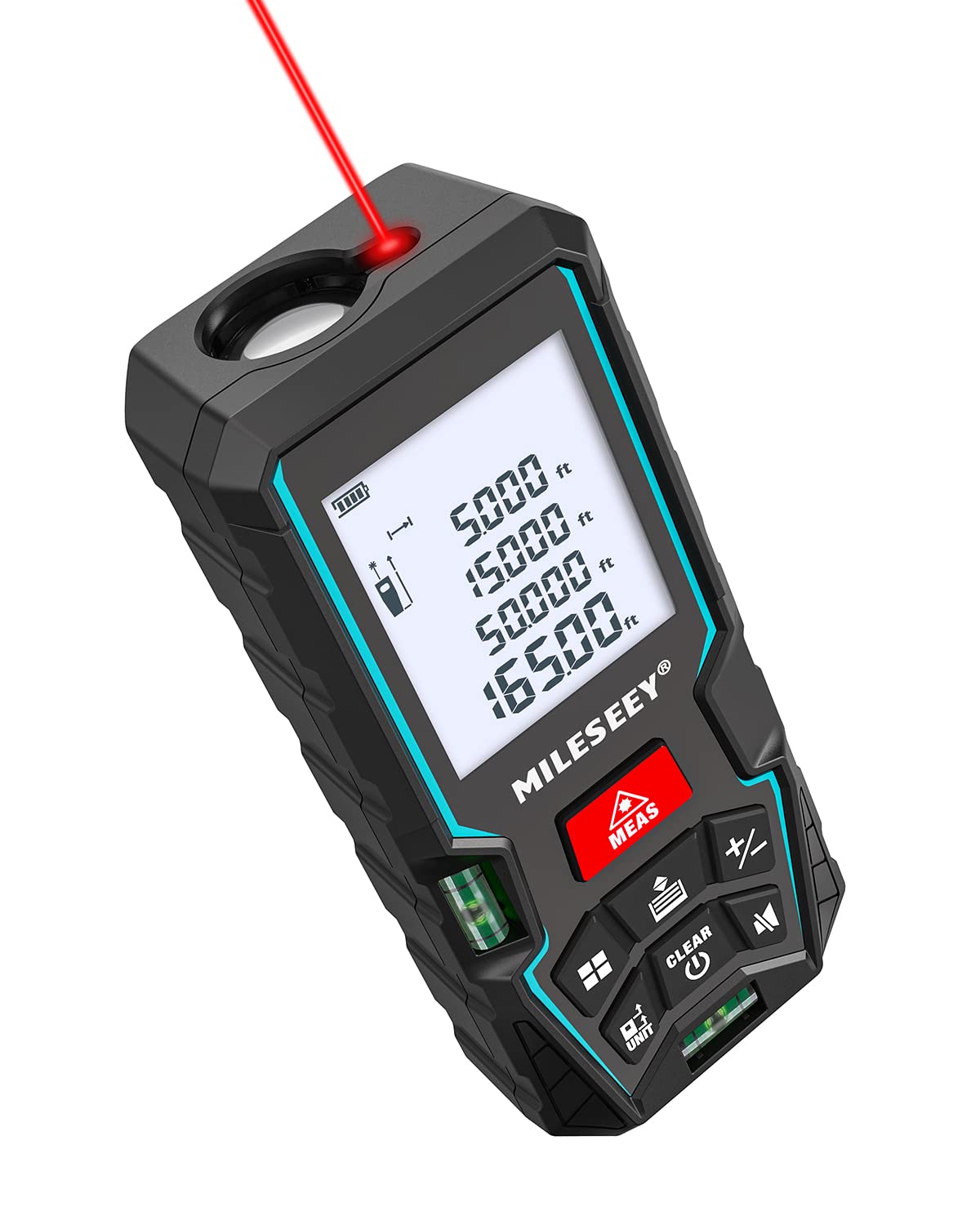 MiLESEEY Télémètre Laser 50m, Mètre Laser avec 2 Niveaux à Bulle, Intérieur | 2 Niveaux à Bulle, Précision de ±2mm, Écran LCD Rétroéclairé, Mode Pythagore, Mesure Distance, Surface et Volume