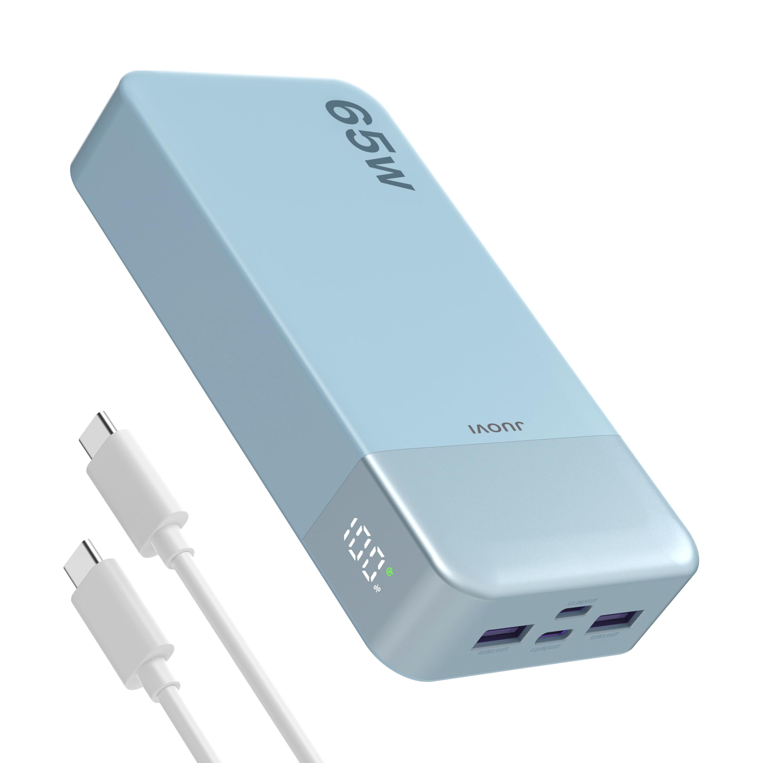 JUOVI Batterie Externe 65W pour Ordinateur Portable Power Bank 20000mAh | Charge Rapide avec 4 Ports Écran LED Batterie Portable pour MacBook Air iPad Tablette iPhone Samsung Steam Deck