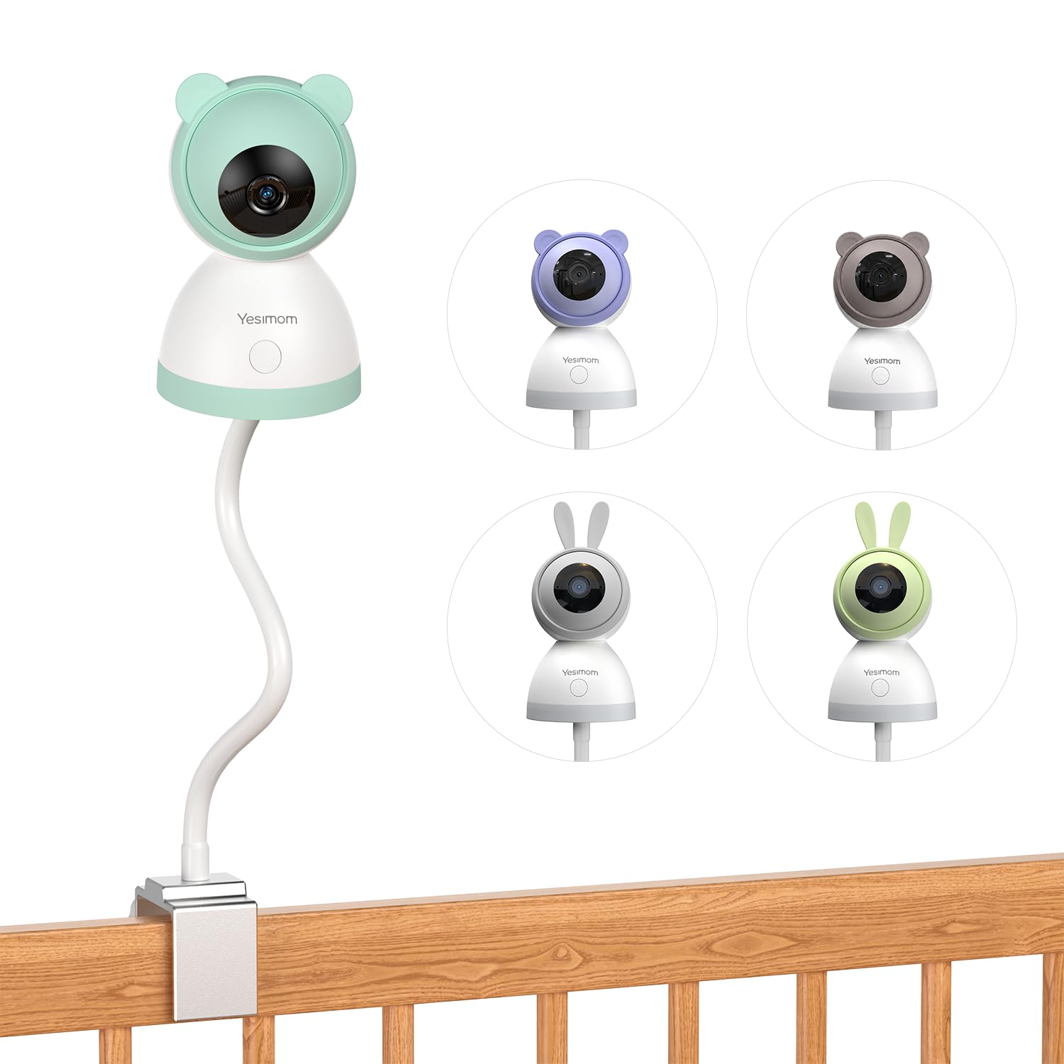 YESIMOM Support Camera Bebe, Support Babyphone Universel pour Moniteur | Pour Bébé, Flexible, Rotatif et Réglable, Adapté au Lit Berceau, Compatible avec la Plupart des Caméra de Moniteur Bébé