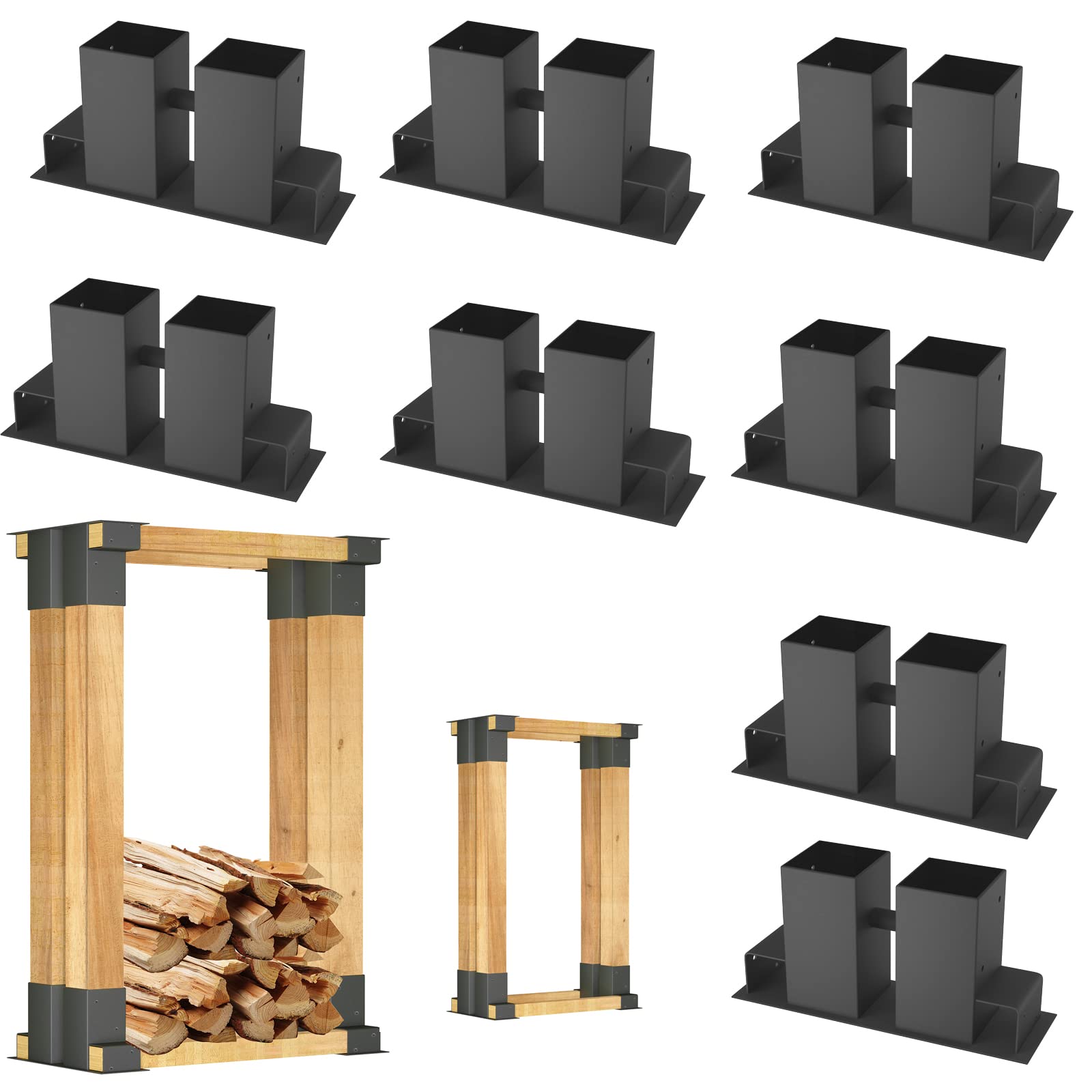 YRHome Lot de 8 Supports d'Empilage Galvanisés à Chaud - Stables, Aide à l'Empilage pour Bois de Chauffage et de Cheminée