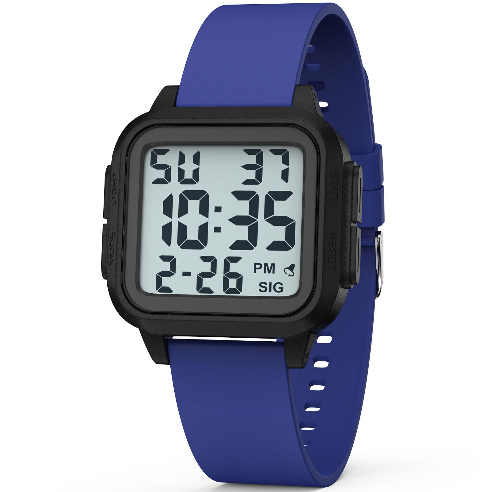DTKID Montre Digitale Étanche Sport pour Hommes et Femmes, Montre Extérieure avec Rétroéclairage LED, Alarme, Chronomètre et Affichage Date