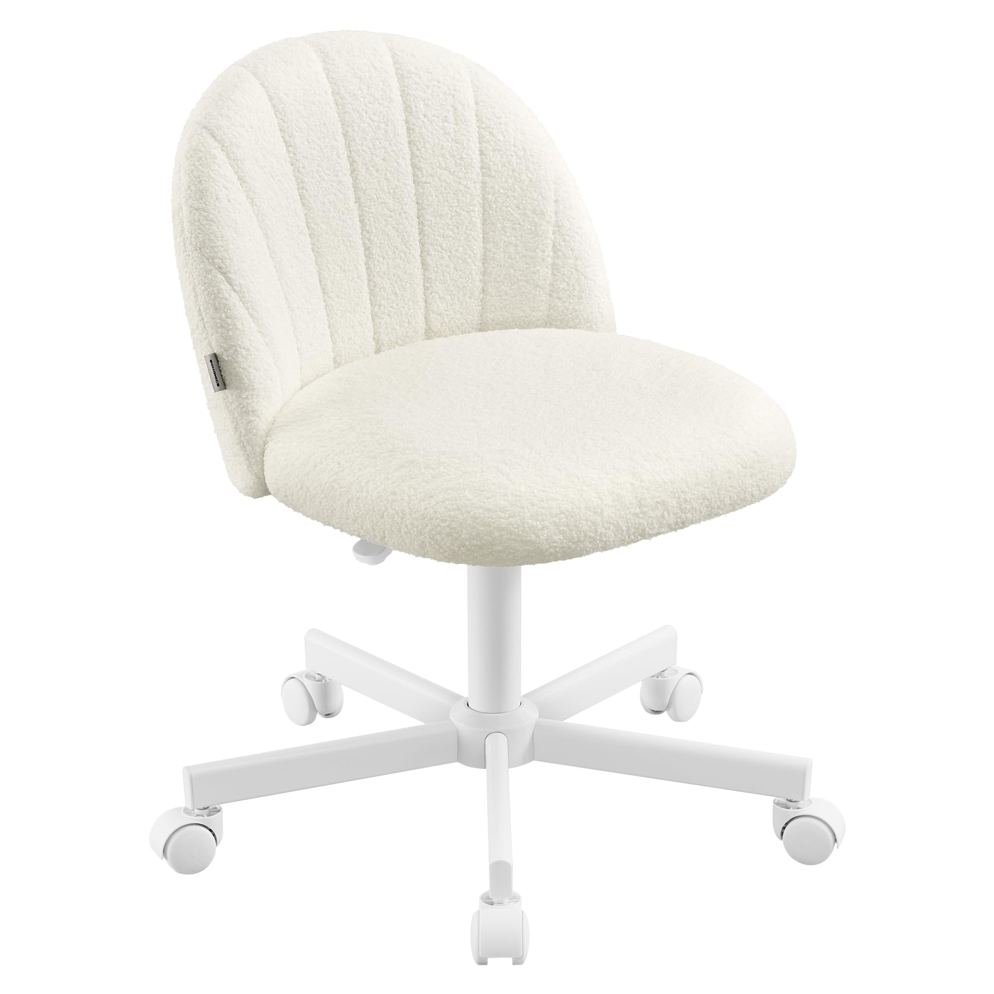 SONGMICS Chaise de Bureau, en Tissu Peluche, Hauteur Réglable | Chaise Coiffeuse, Fauteuil avec Rembourrage en Mousse, Blanc Crème, Collection LAELA OBG027WD01