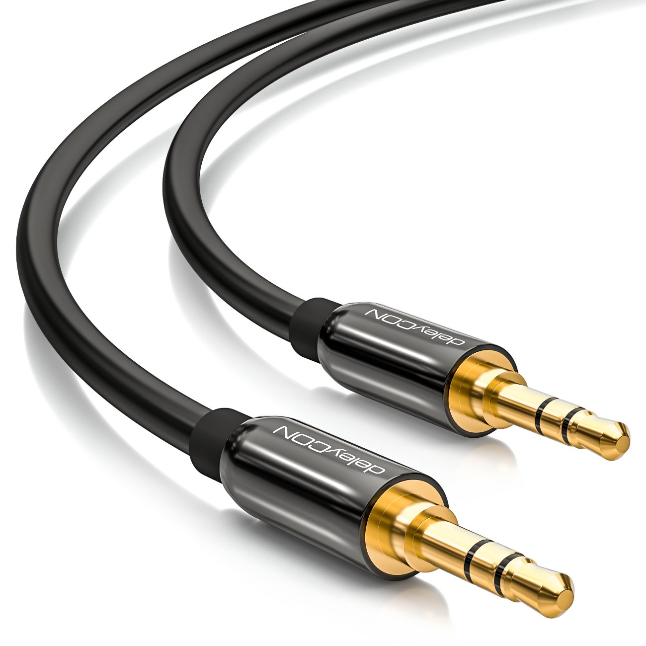 deleyCON 0,5m Câble Jack 3,5mm AUX Stéréo, Connecteur Droit - Noir | Câbles audio pour PC, ordinateur portable, téléphone portable, smartphone, tablette, autoradio et récepteur HiFi