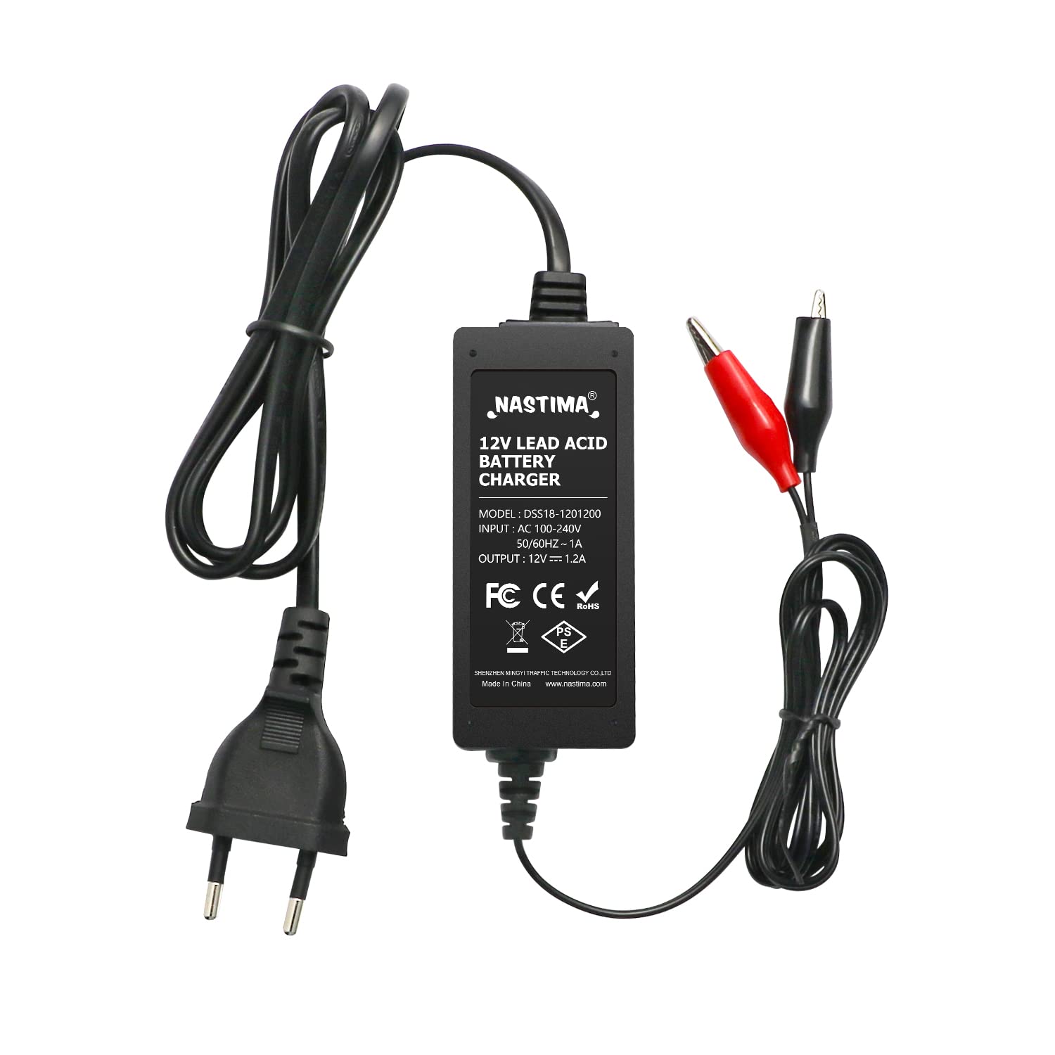 NASTIMA Chargeur SLA 12V 1200mA avec Protections CC & Surcharge | Chargeur de Batterie Plomb-Acide Étanche : Alimentations Secours, Solaire, Accès, Incendie, Tondeuses