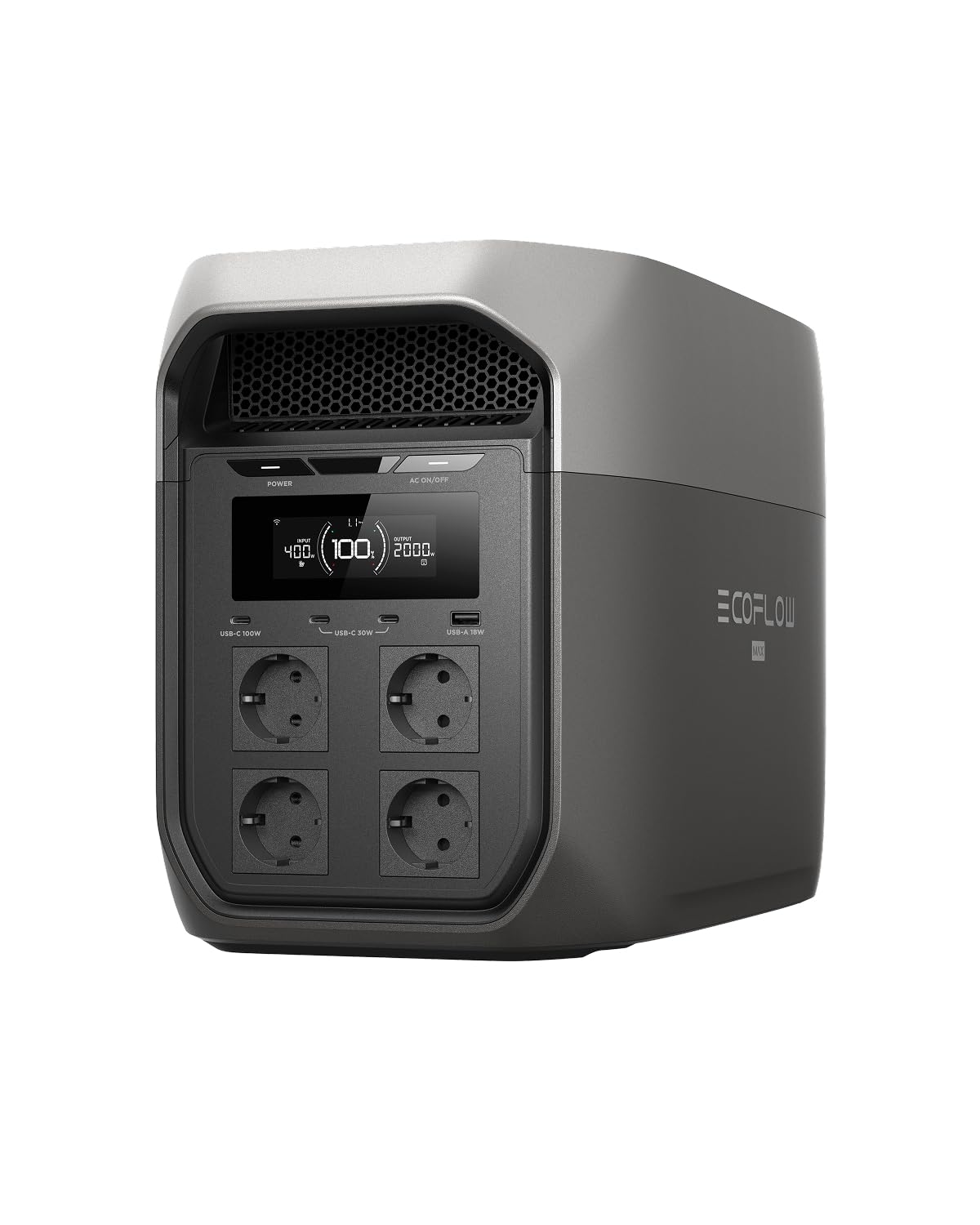 EcoFlow DELTA 3 Max Station d'alimentation portable 2048 Wh (reconditionné) | Sortie X-Boost 2400 W, 0 à 80 % de charge en seulement 51 min, batterie LFP, générateur solaire pour la maison, urgences