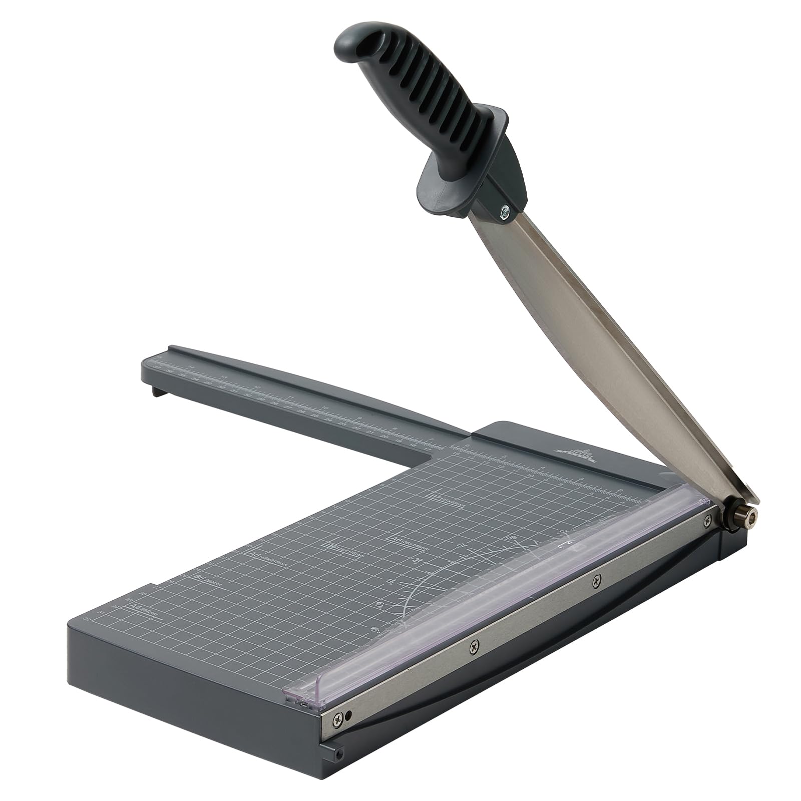 JIELISI A4 Massicot à Guillotine 30 cm,10 feuilles,Gris Foncé | Règle Rallongée, Protection de Sécurité et Verrouillage de Lame, Coupes Droites et Nettes, Adapté au Bureau et Scrapbooking