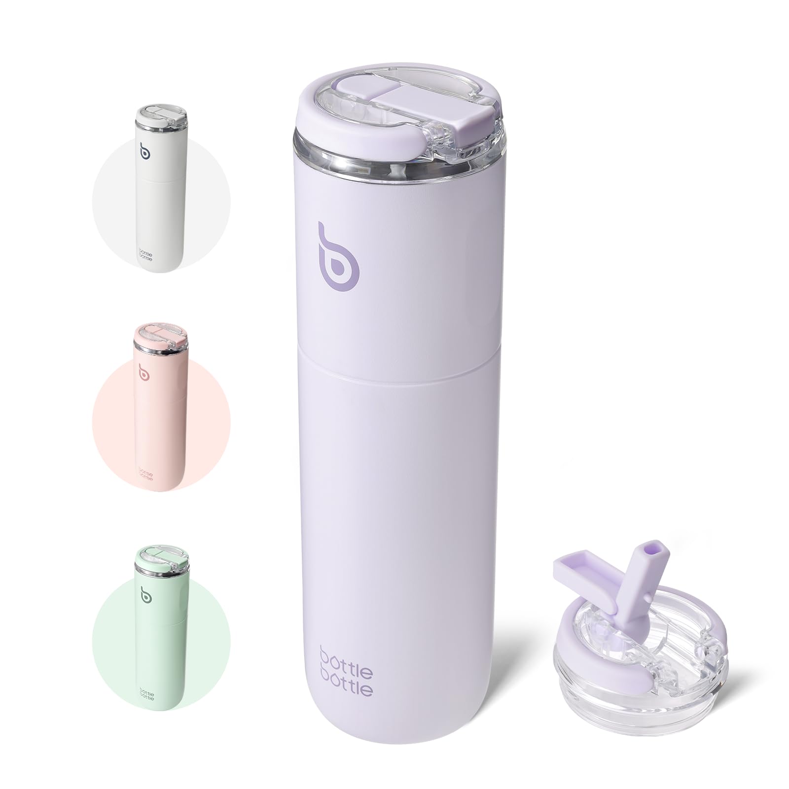 BOTTLE BOTTLE Gourde isotherme en acier inoxydable - 750 ml - Couvercle | (Berry Mist) La double paroi en acier inoxydable garde les boissons chaudes ou froides pendant longtemps
