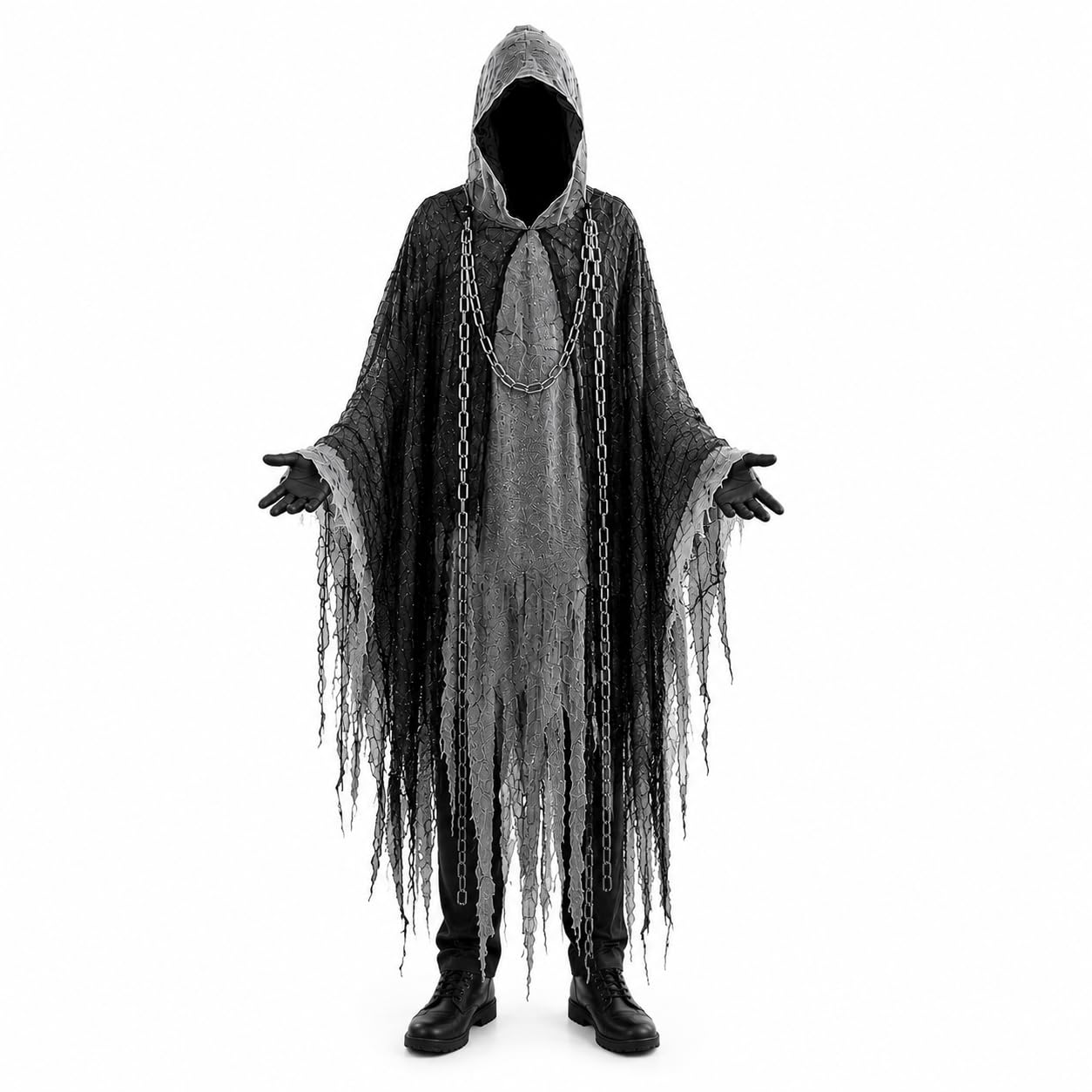 TK Gruppe Timo Klingler Costume d’Halloween pour adultes - Robe noire pour costume de moine, de faucheuse, robe médiévale avec capuche