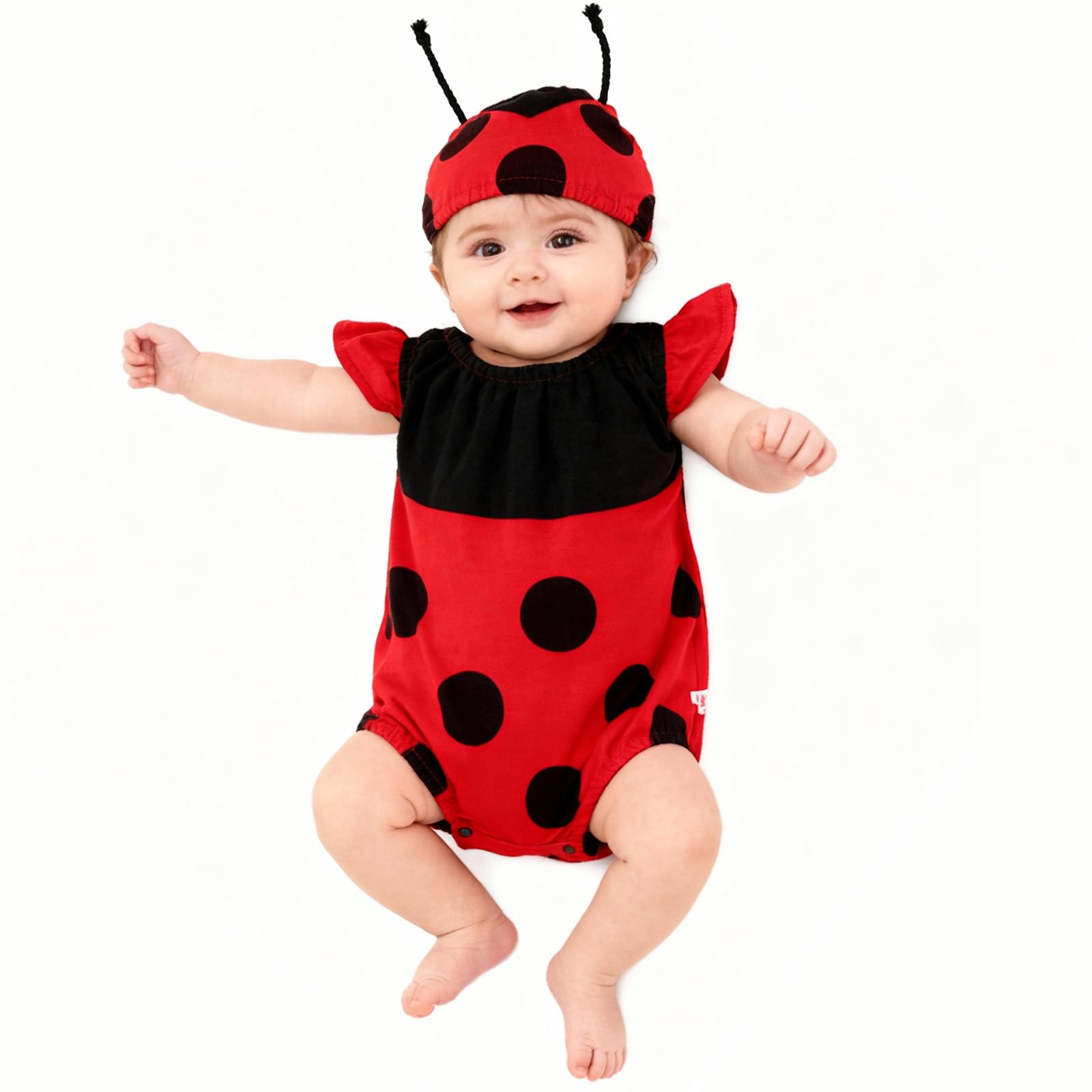 Beipegin Deguisement Coccinelle Abeille Body Barboteuse Bebe Garçon Fille Grenouillere Vetement et Chapeau pour 0 à 9 mois