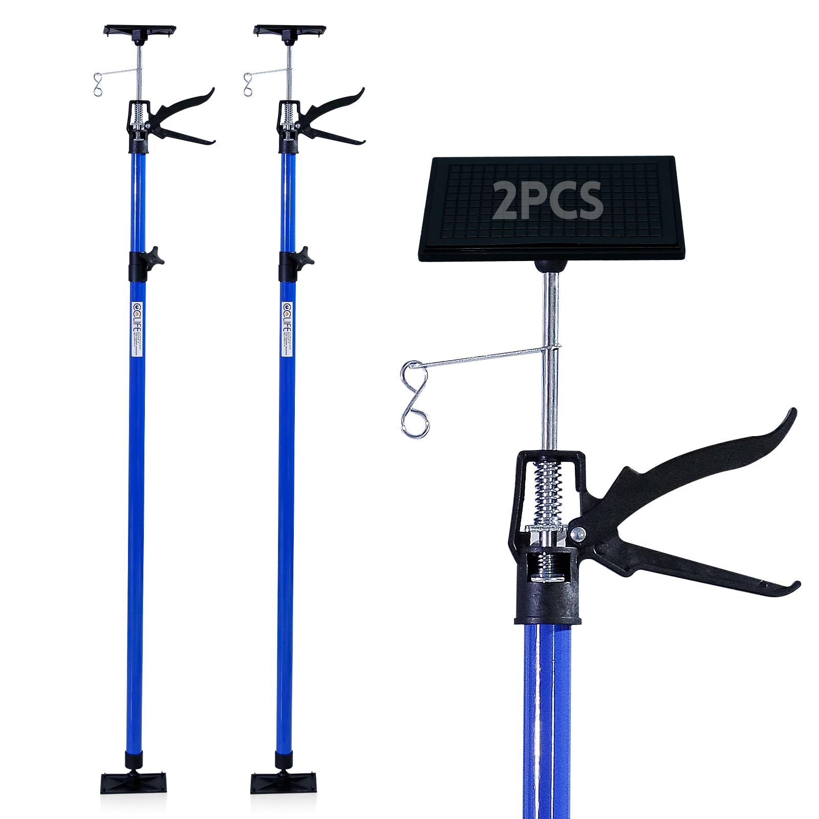 CCLIFE Set de 2 Etai de Soutien Télescopique Étai pour Plafond Extensible de 115 à 290 cm Charge Max 30 kg Étai de Porte Support Télescopique pour Plafond