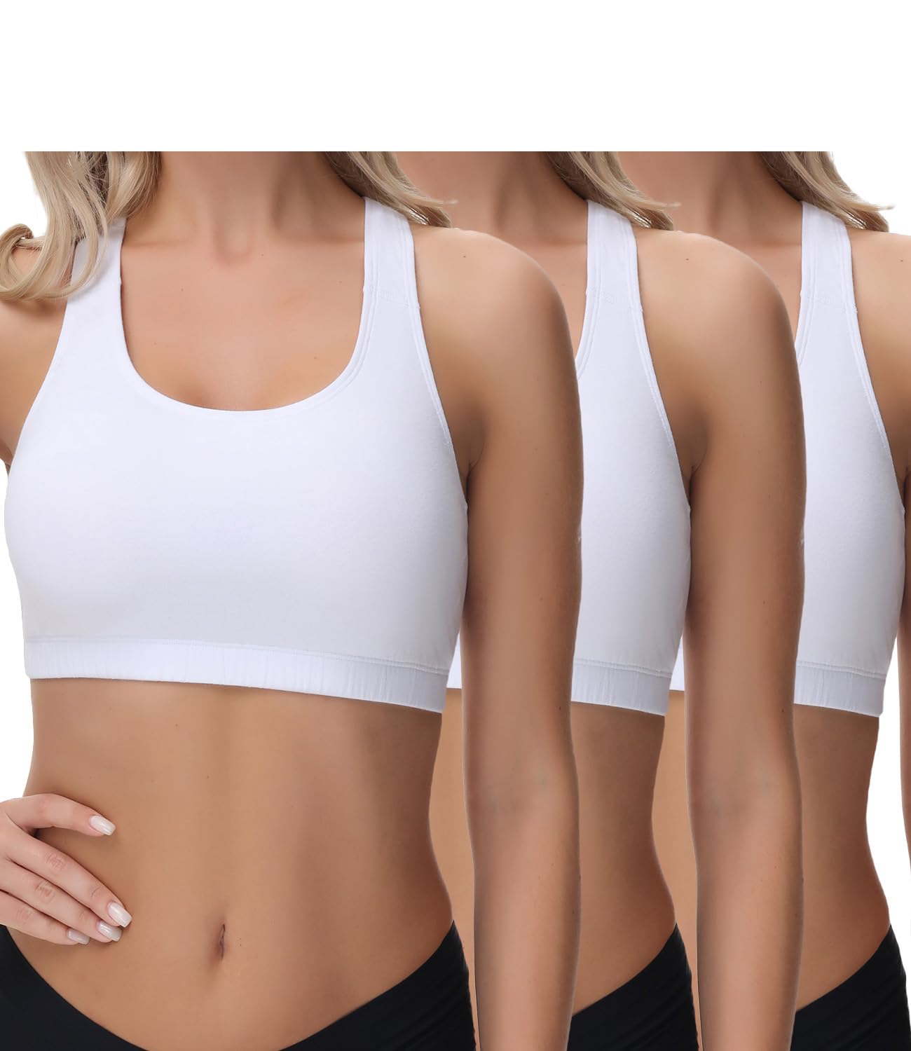 wirarpa Soutien-Gorge Coton sans Armatures Bustier T-Back Lot de 3 | Bralette Femme, Soutien Léger, Sans Crochets